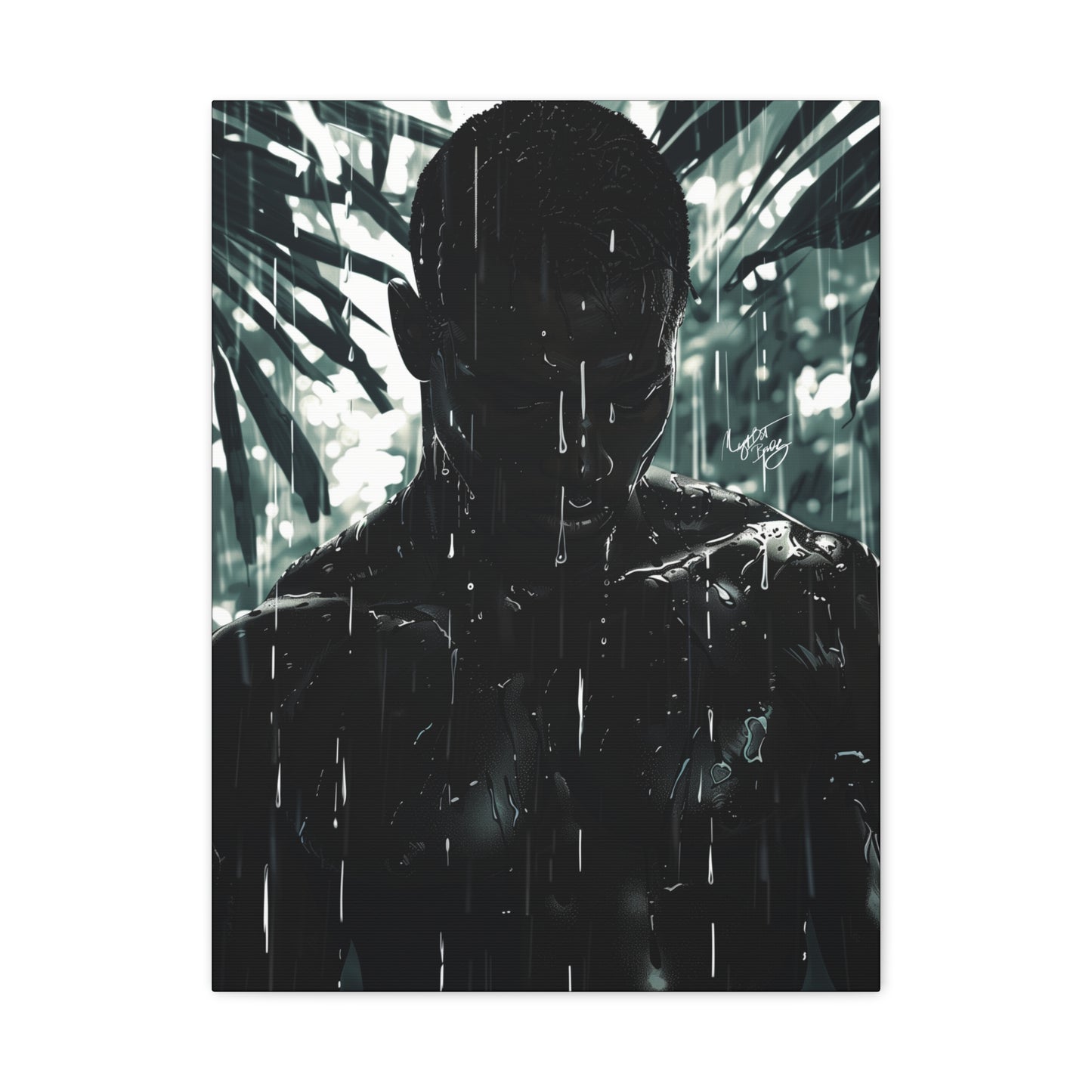 Rainy Days Aren't That Bad Afrocentric Black Man Art Canvas Wall Print