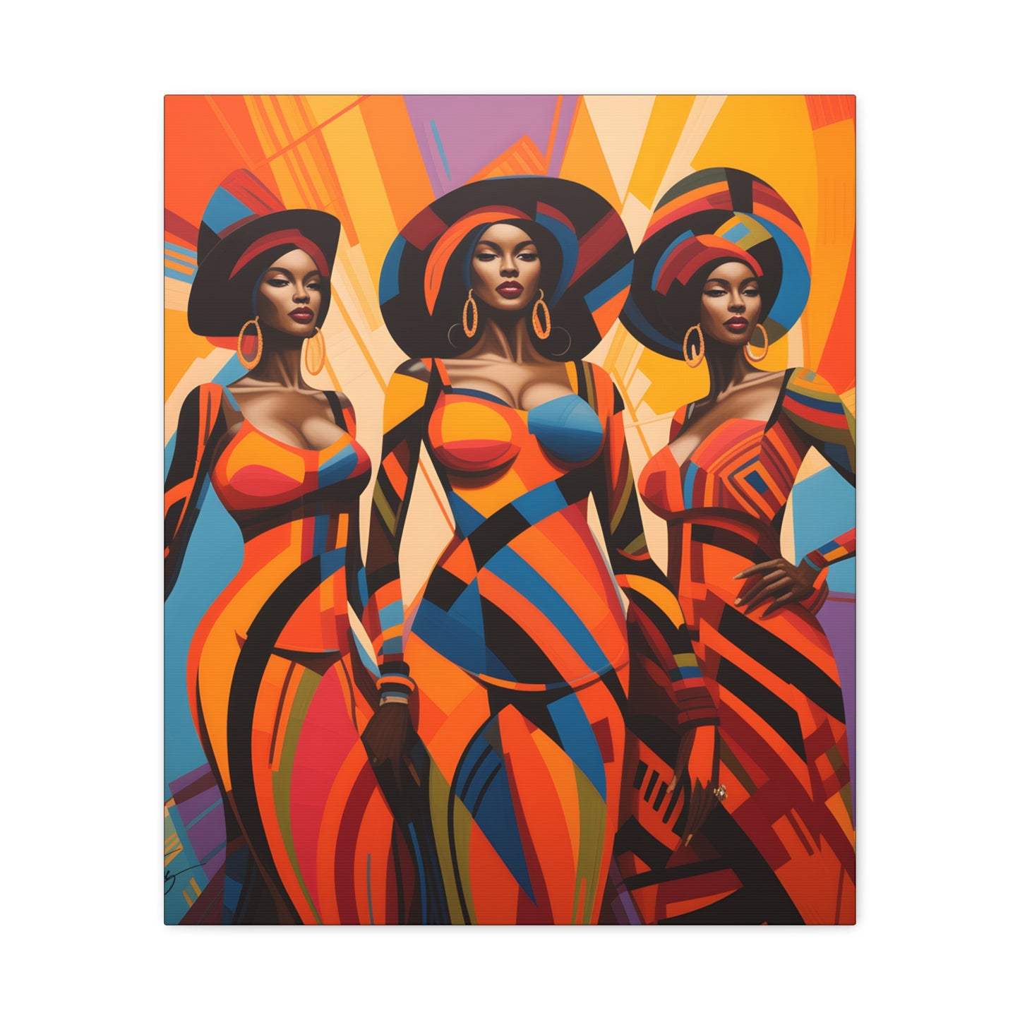The Sisters Afrocentric Abstract Fantasy Black Woman Art Canvas Wall Print