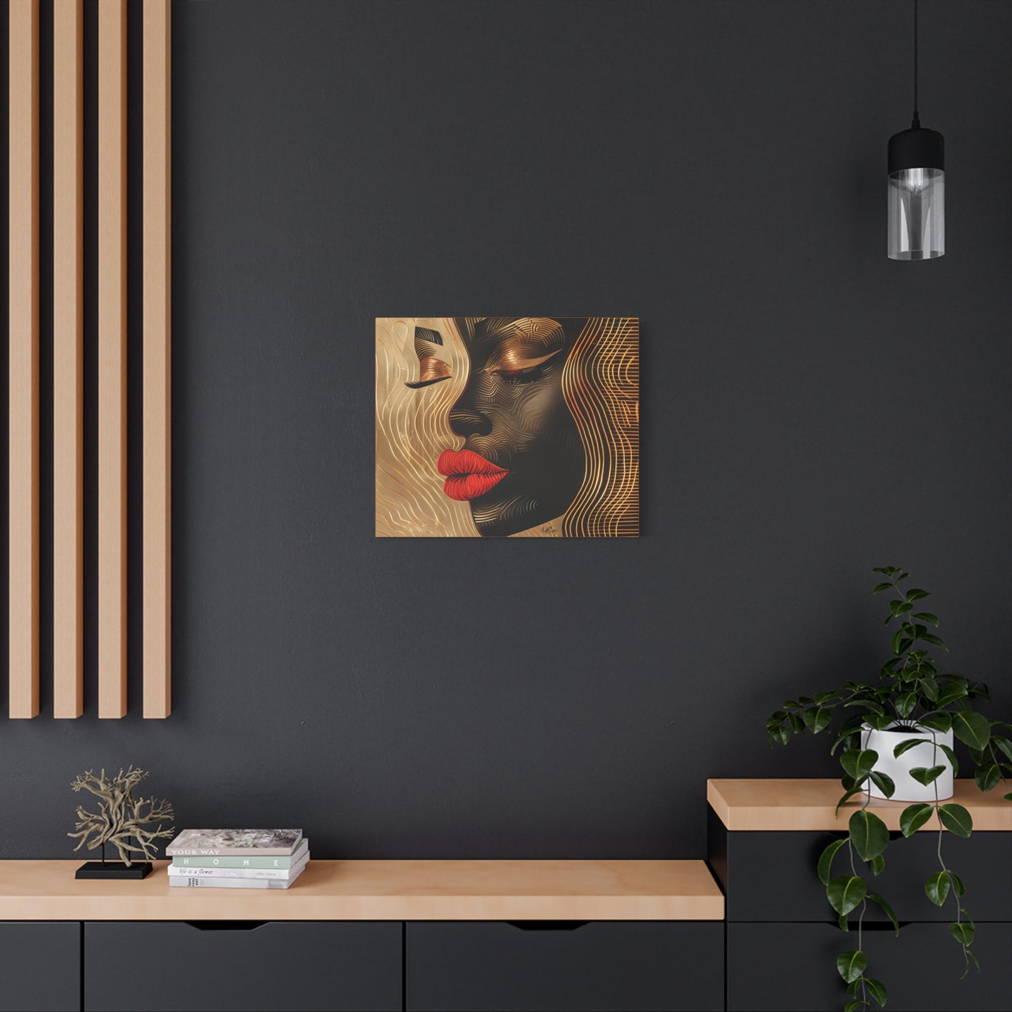 Enswirled Afrocentric Black Woman Abstract Art Canvas Wall Print