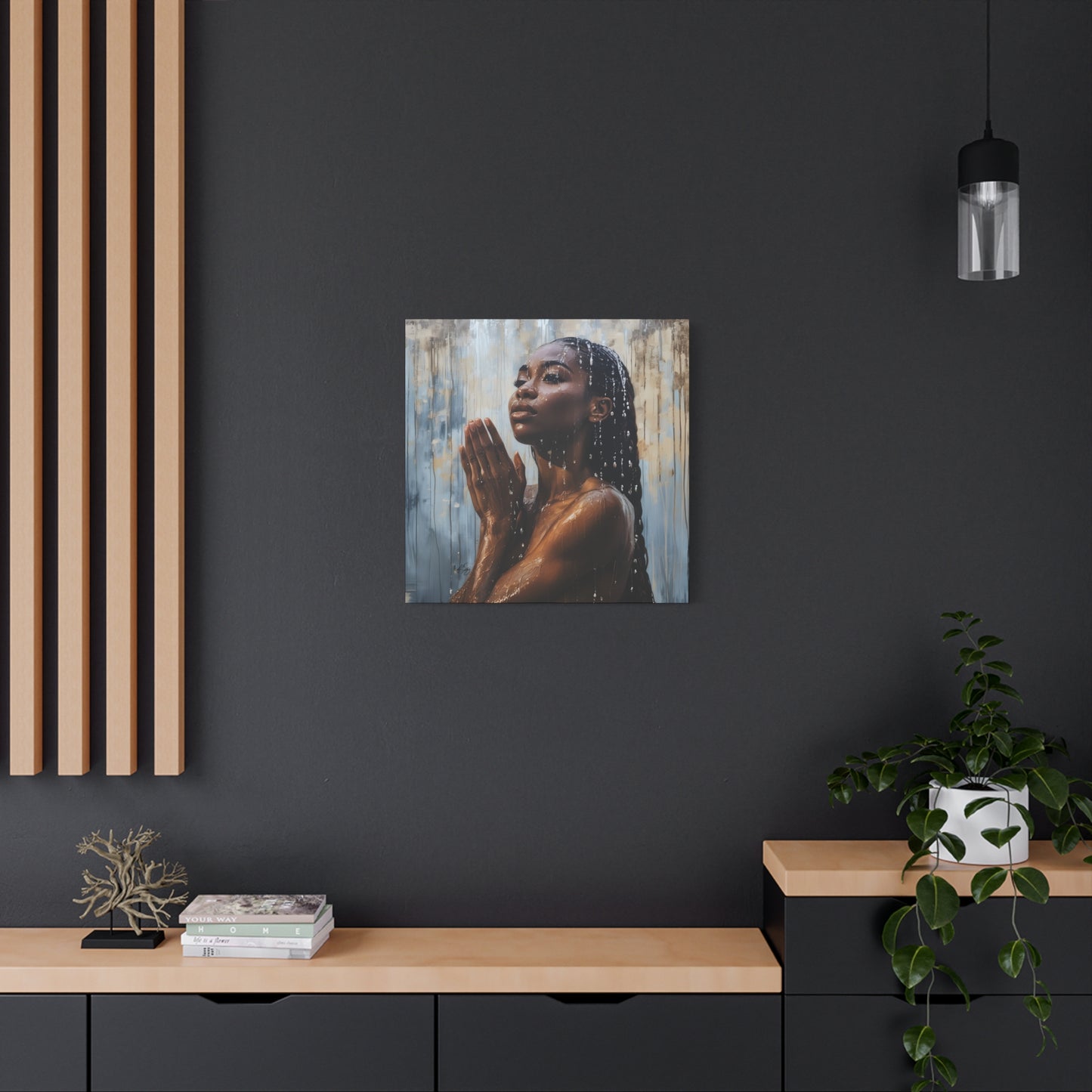 Naturally Peaceful Afrocentric Black Woman Art Canvas Wall Print