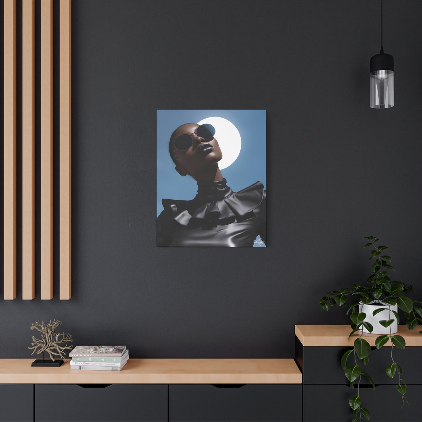 Moonstruck Afrocentric Black Woman Abstract Art Canvas Wall Print