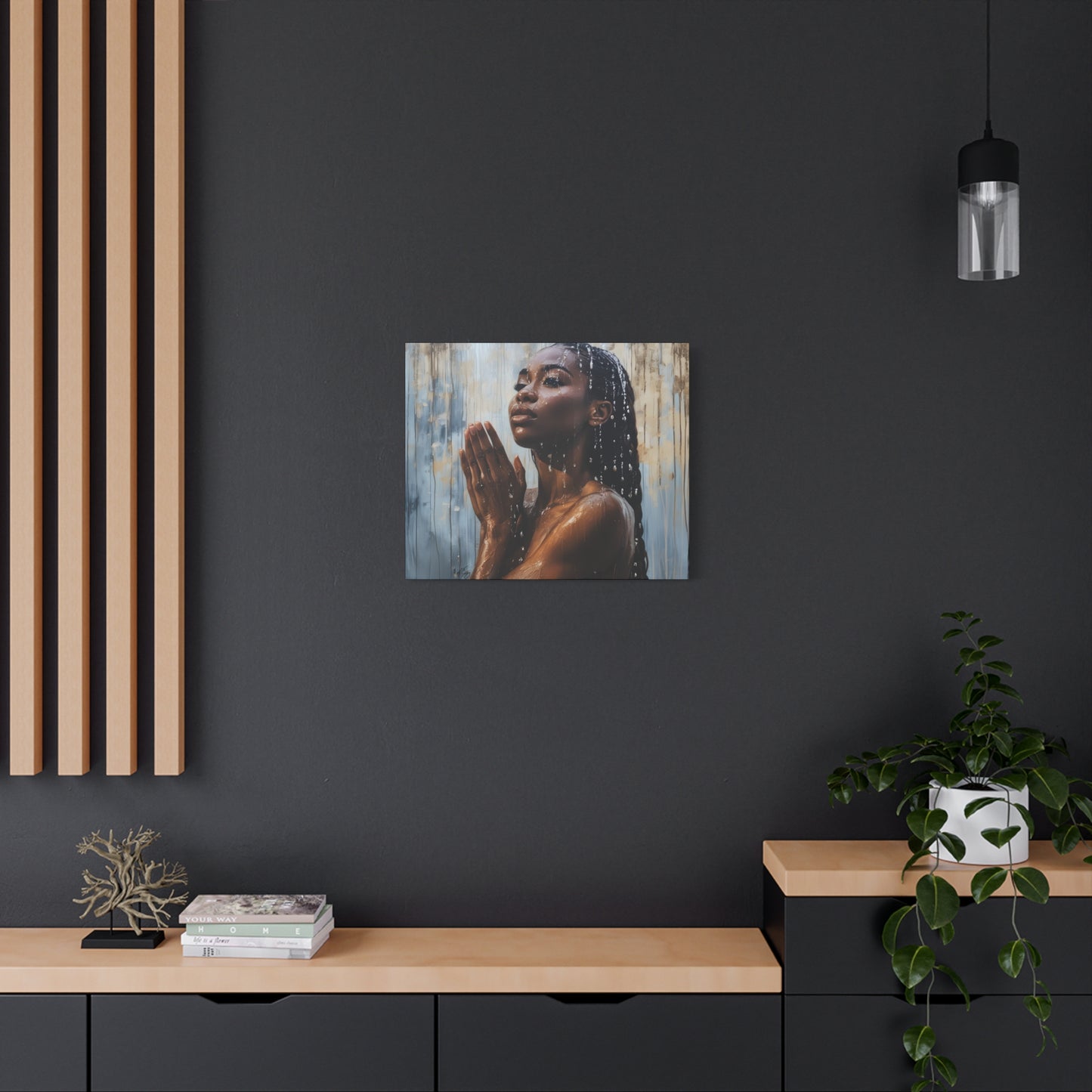 Naturally Peaceful Afrocentric Black Woman Art Canvas Wall Print
