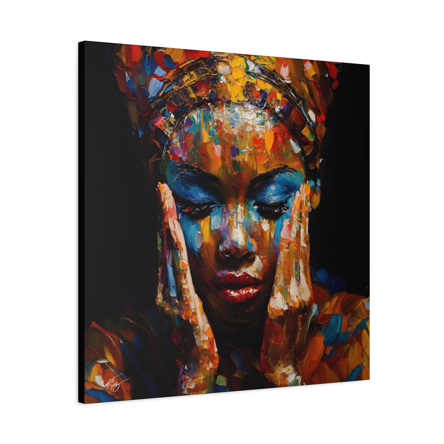Heavy Is The Head That Wears The Crown Afrocentric Black Woman Abstract Art Canvas Wall Print