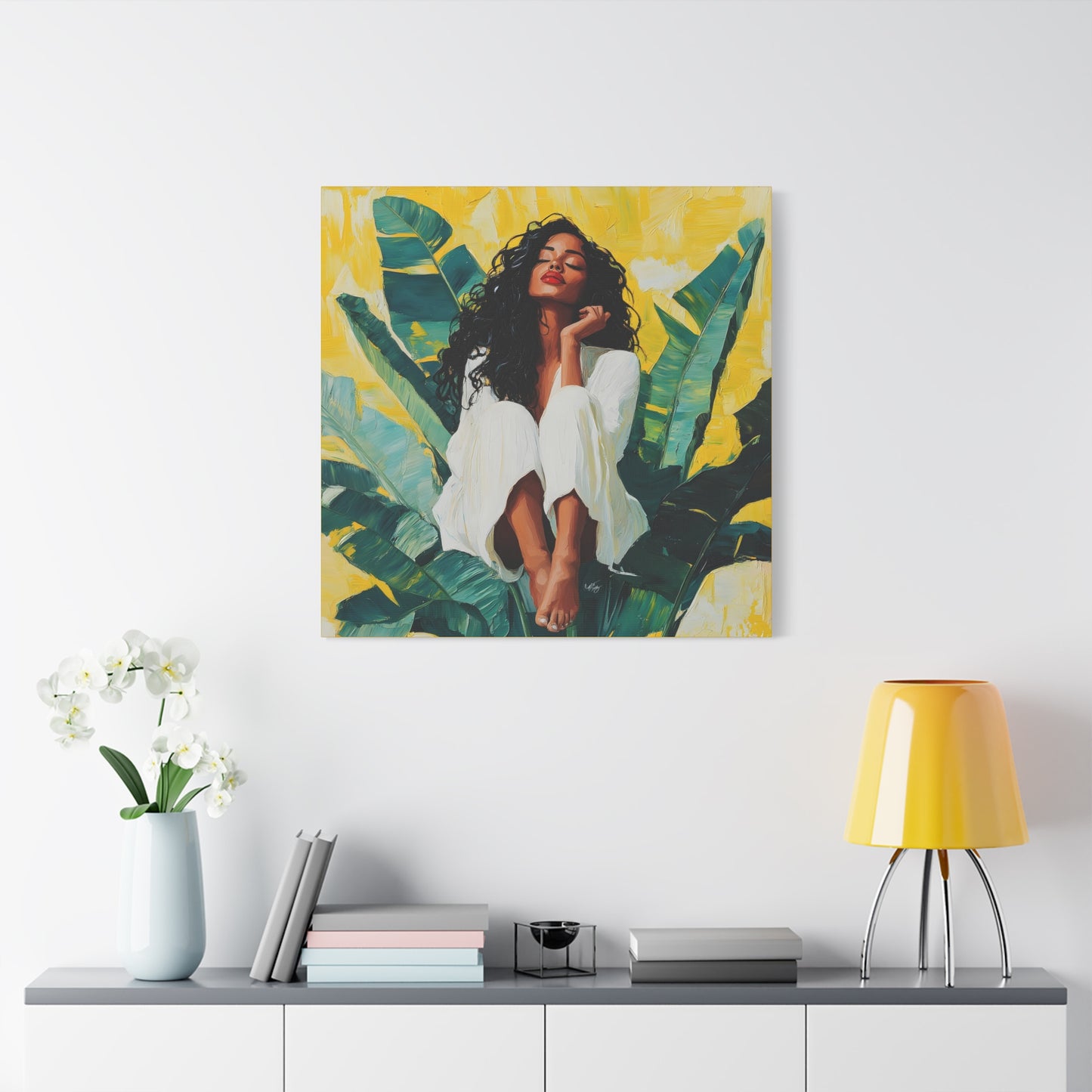 It's A Beautiful Day Afrocentric Black Woman Abstract Art Canvas Wall Print