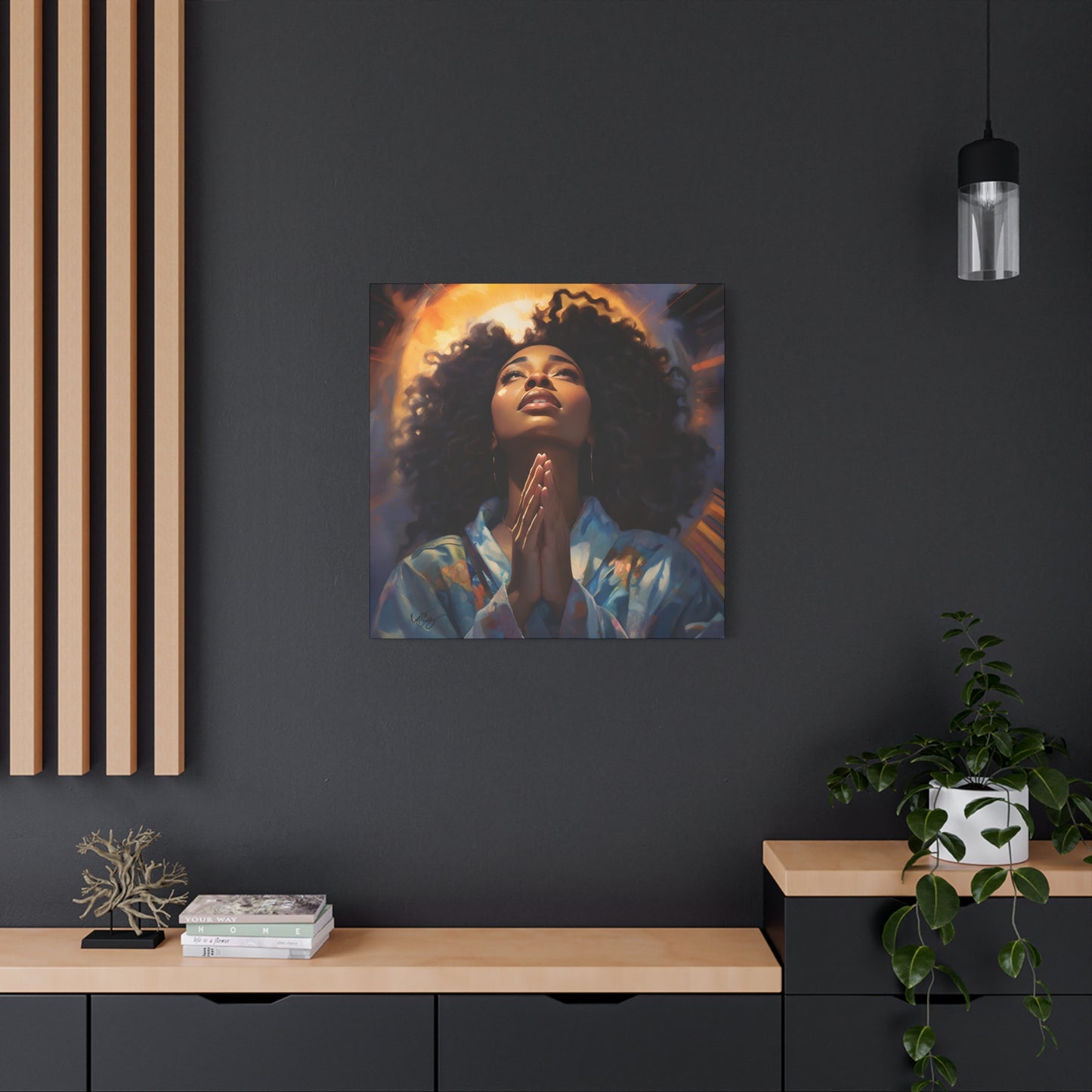Please Deliver Me Peace The Moment Afrocentric Black Woman Spiritual Art Canvas Wall Print