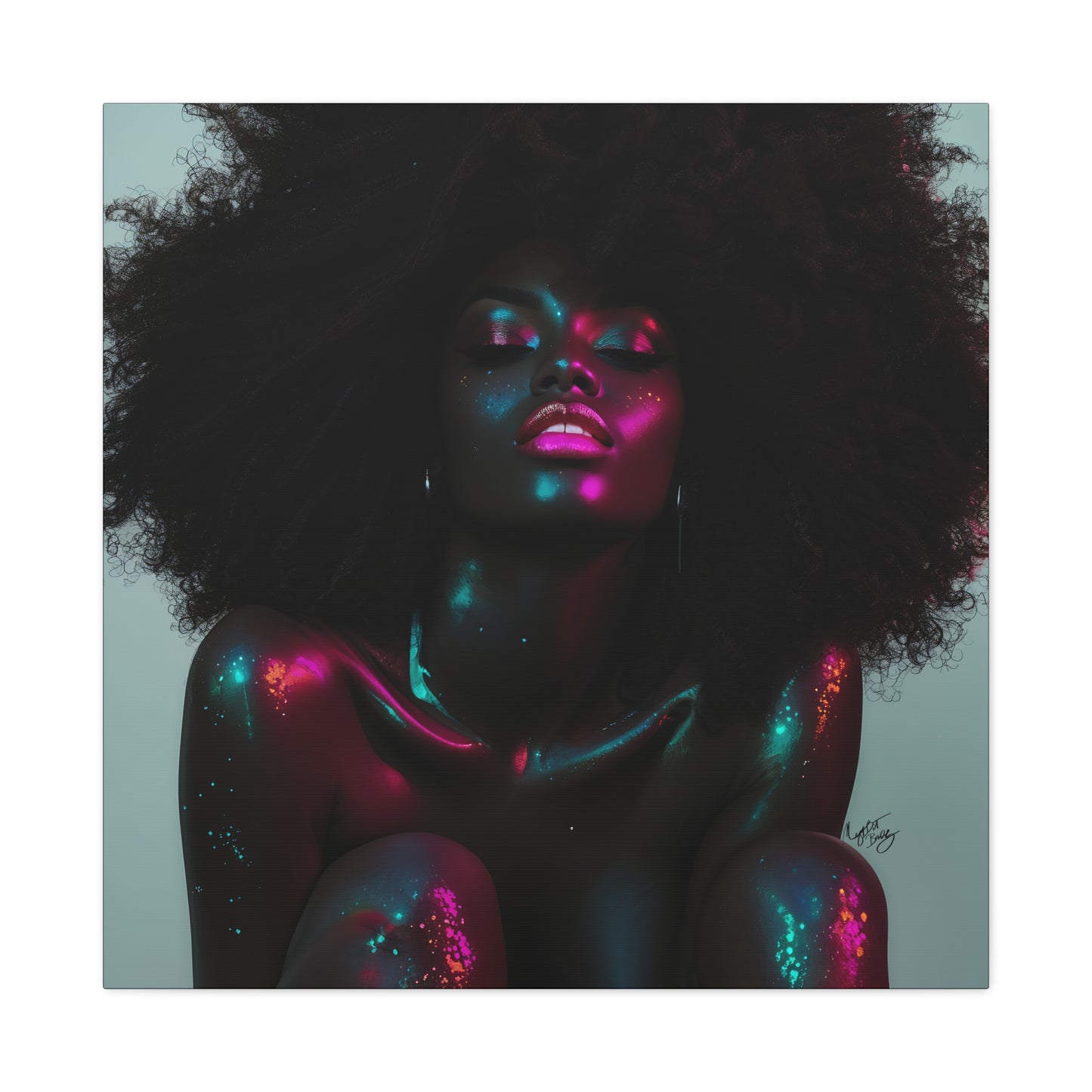 Sometimes It's A Little Hot Afrocentric Black Woman Art Canvas Wall Print