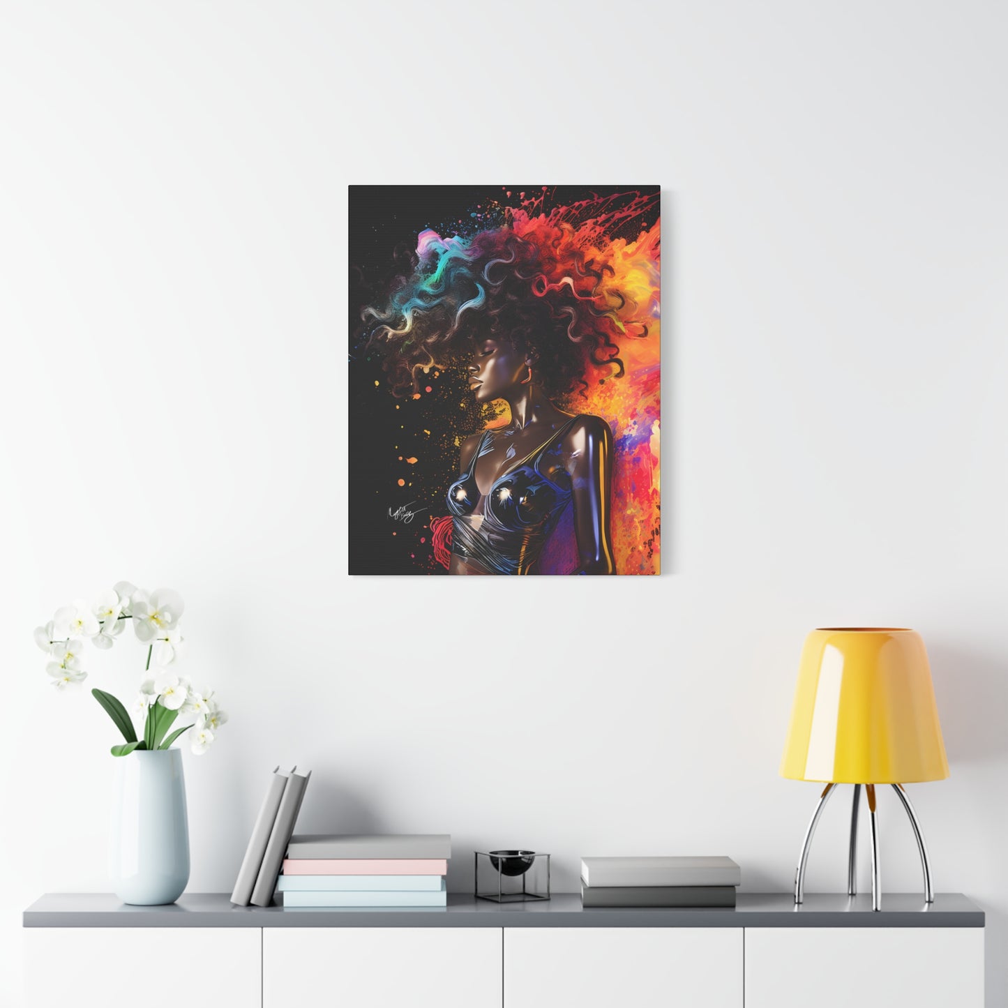 Colors Of The Universe Afrocentric Black Woman Abstract Fantasy Art Canvas Wall Print