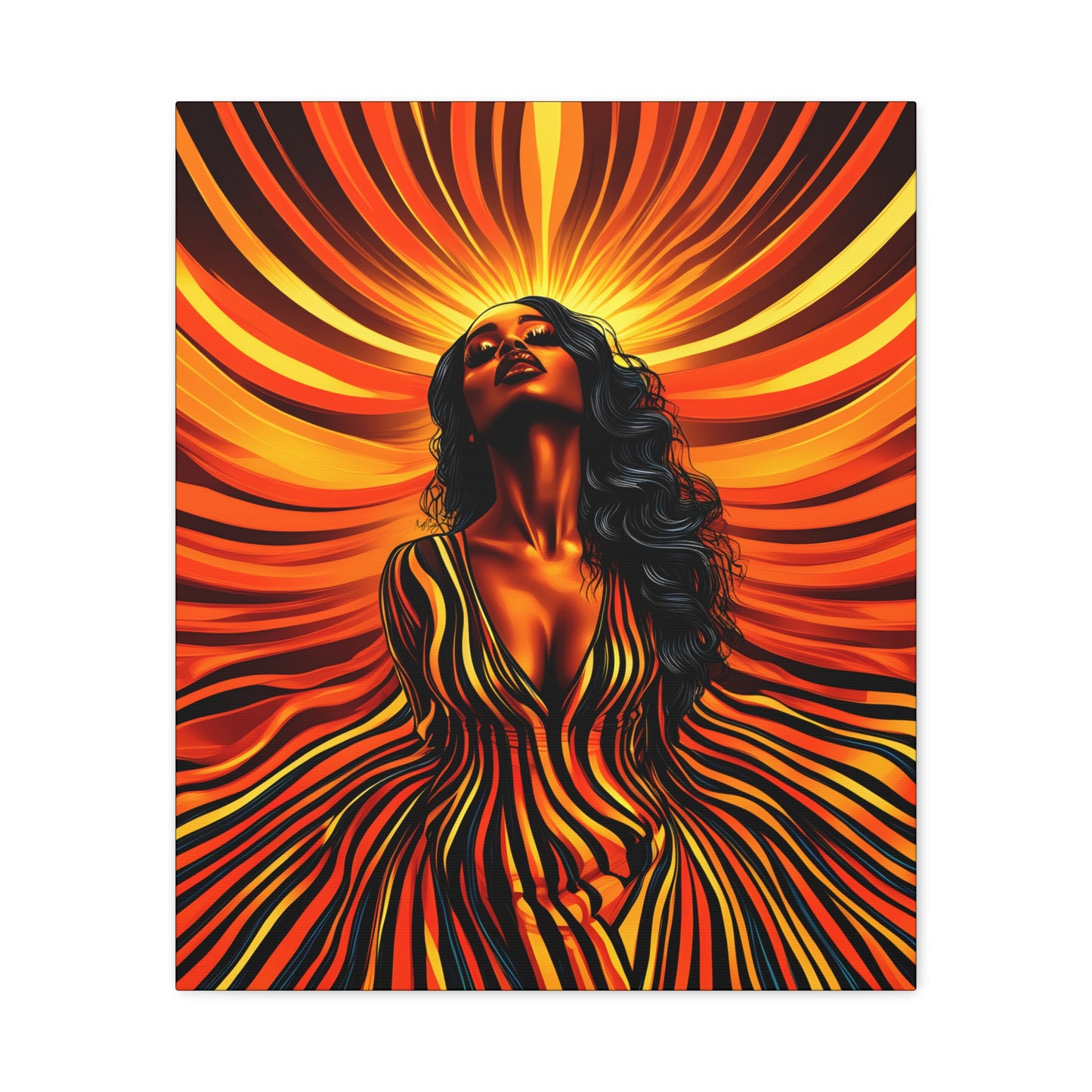 Autumn Rises Black Woman Art Canvas Wall Print