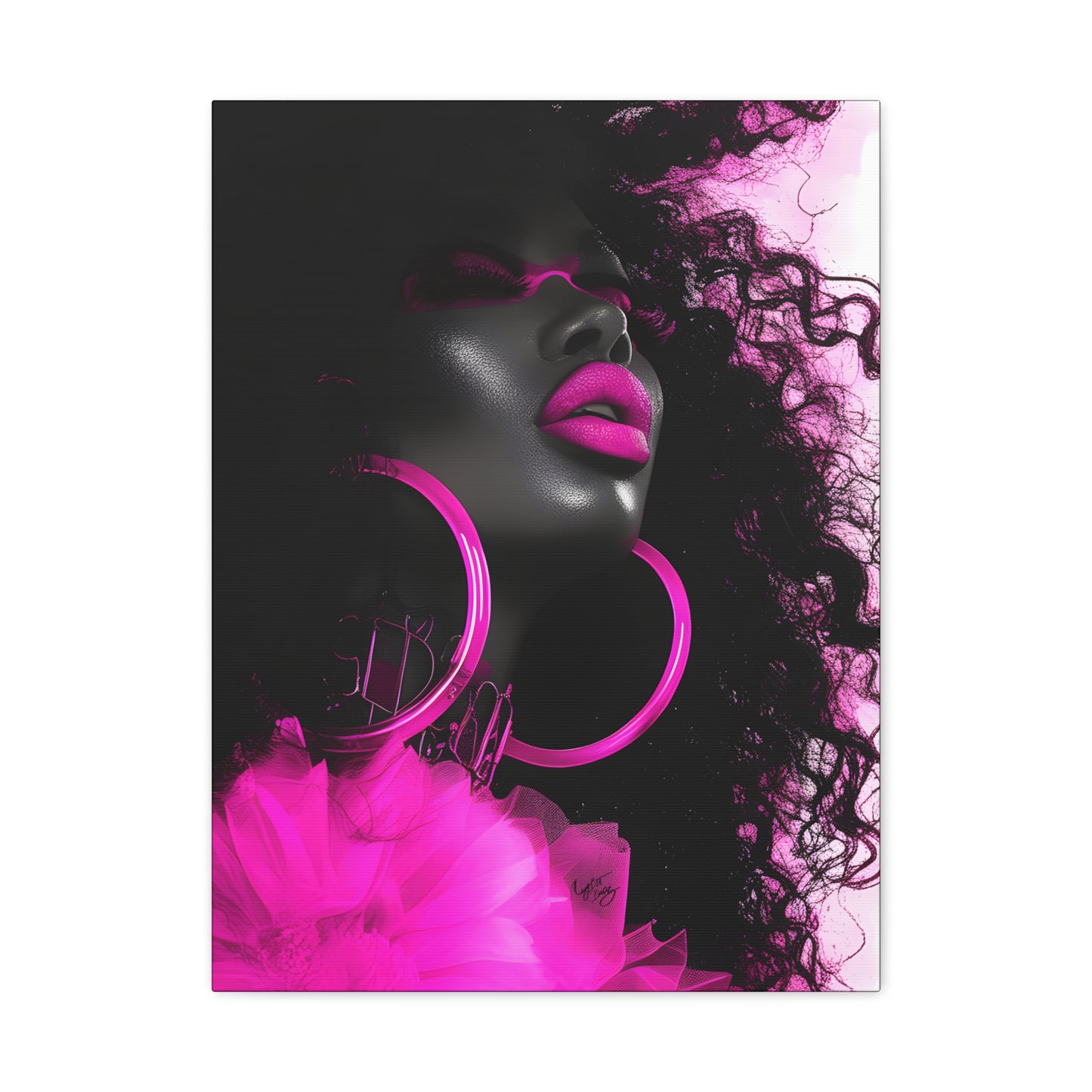 This Pink Is A Mood Afrocentric Black Woman Art Canvas Wall Print