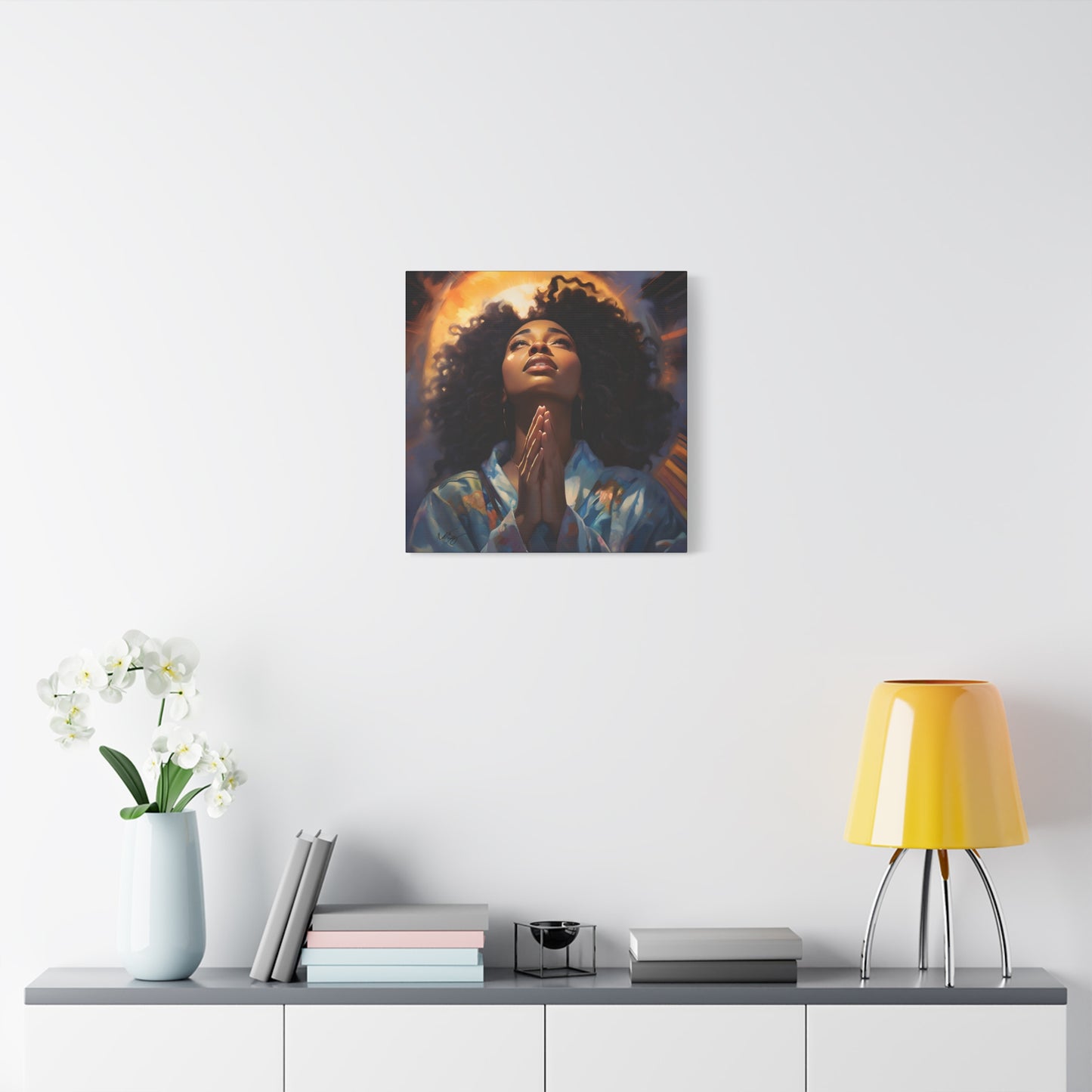 Please Deliver Me Peace The Moment Afrocentric Black Woman Spiritual Art Canvas Wall Print
