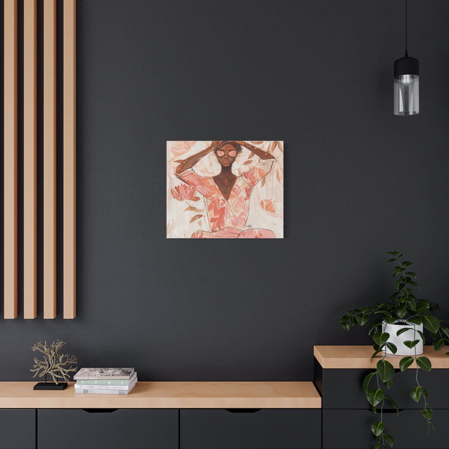 Relax It Will Be Okay Afrocentric Black Woman Abstract Art Canvas Wall Print