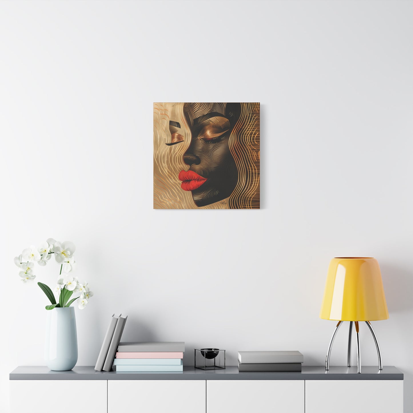 Enswirled Afrocentric Black Woman Abstract Art Canvas Wall Print