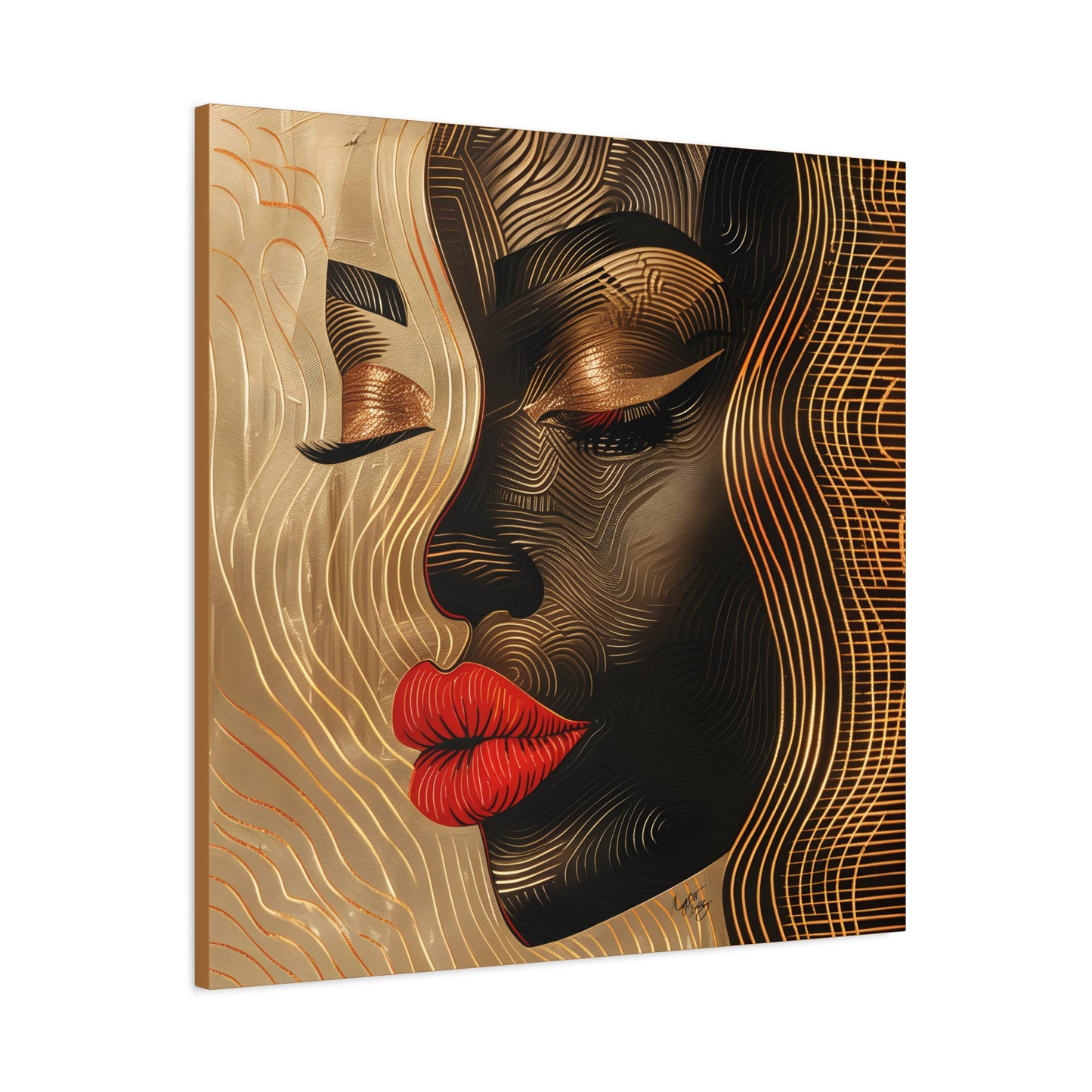 Enswirled Afrocentric Black Woman Abstract Art Canvas Wall Print