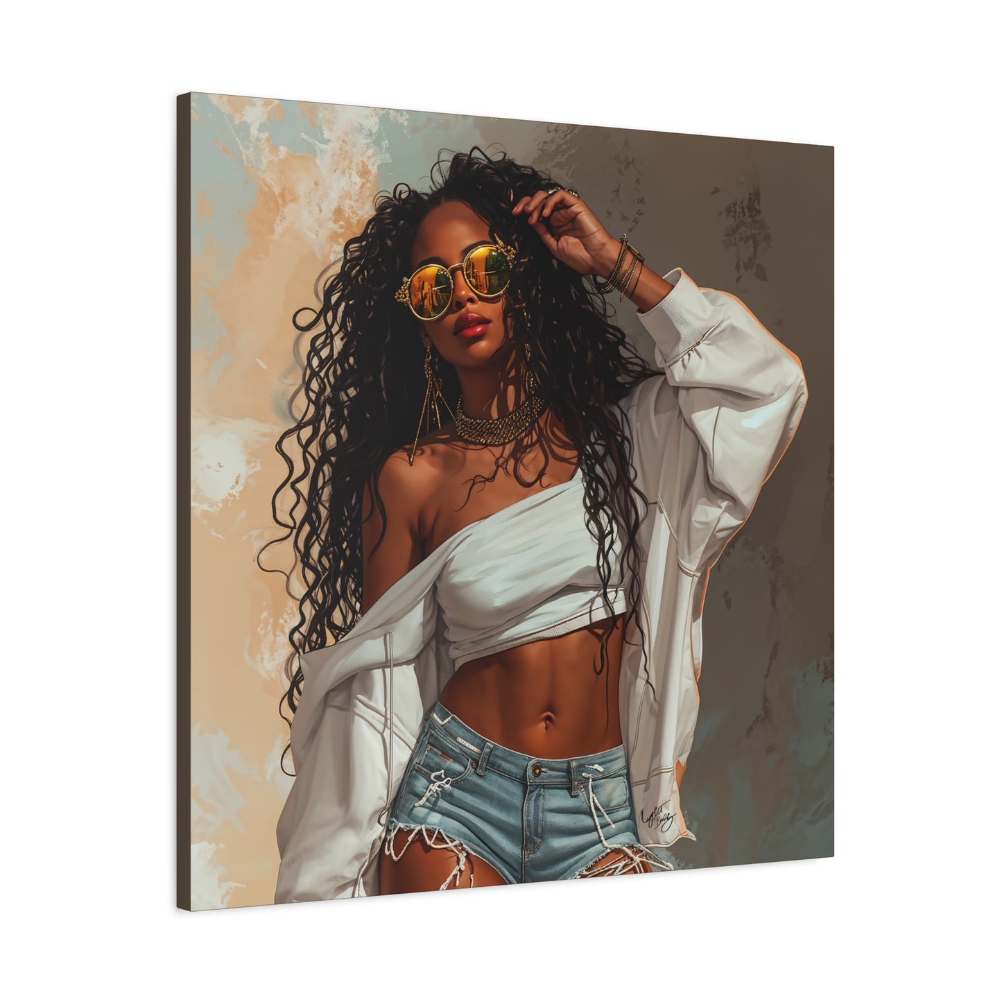 Never Let Them See You Sweat Afrocentric Black Woman Art Canvas Wall Print