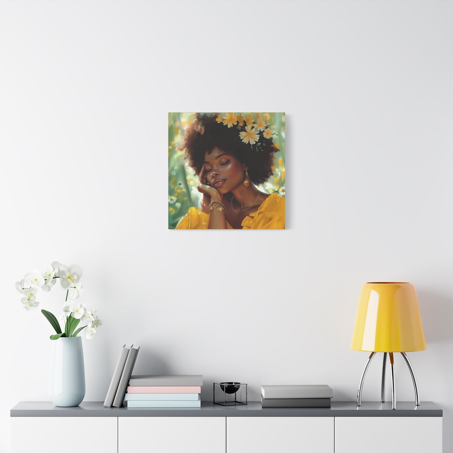 At Peace In The Garden Afrocentric Black Woman Art Canvas Wall Print