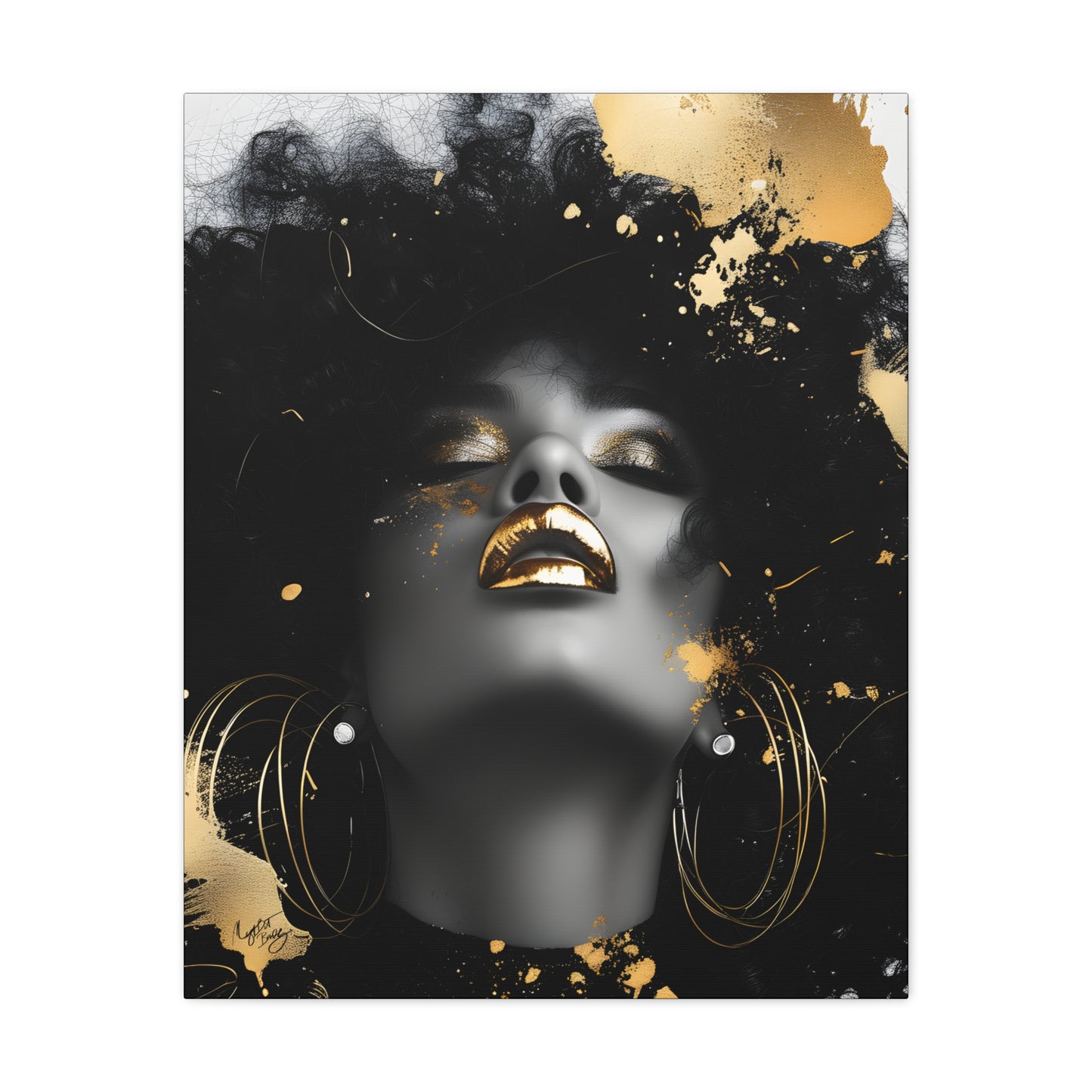 Gold Is My Passion Afrocentric Black Woman Abstract Art Canvas Wall Print