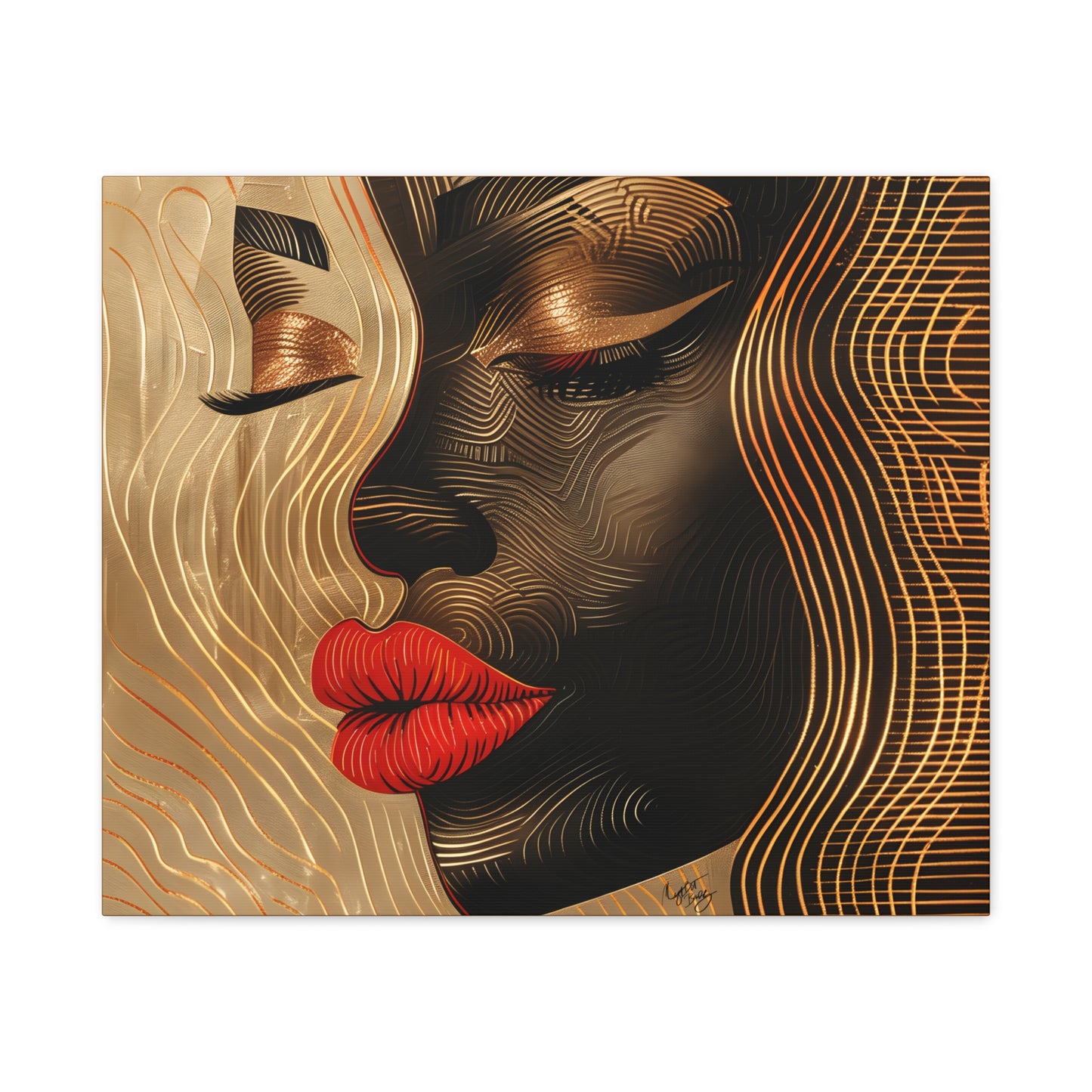 Enswirled Afrocentric Black Woman Abstract Art Canvas Wall Print