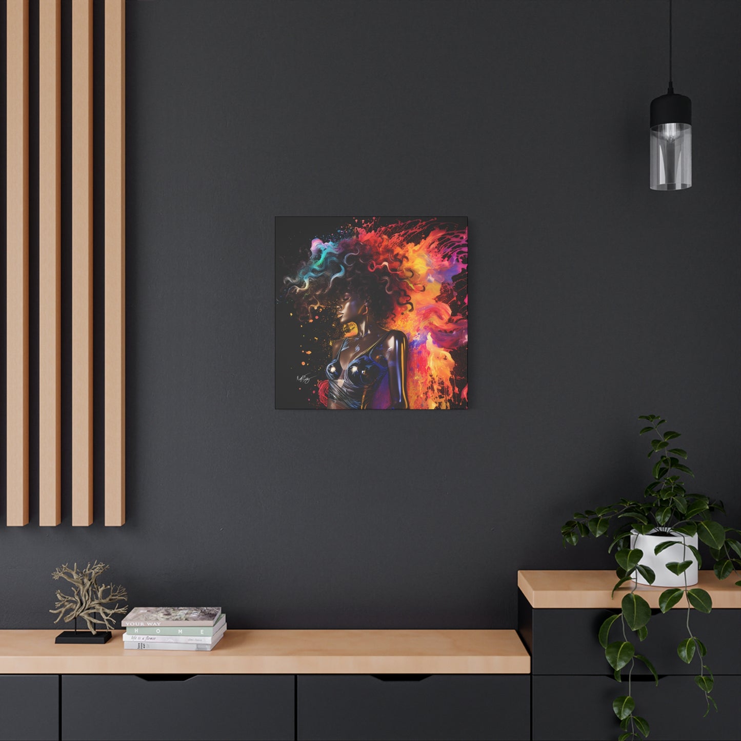 Colors Of The Universe Afrocentric Black Woman Abstract Fantasy Art Canvas Wall Print