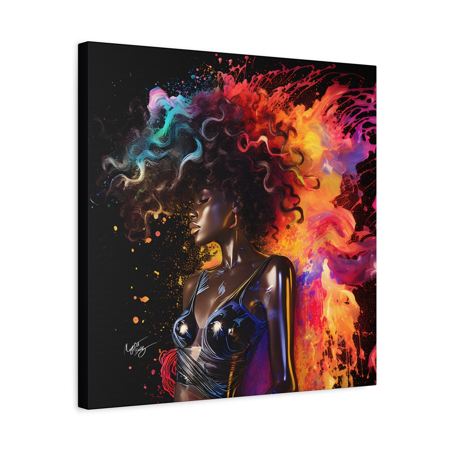 Colors Of The Universe Afrocentric Black Woman Abstract Fantasy Art Canvas Wall Print
