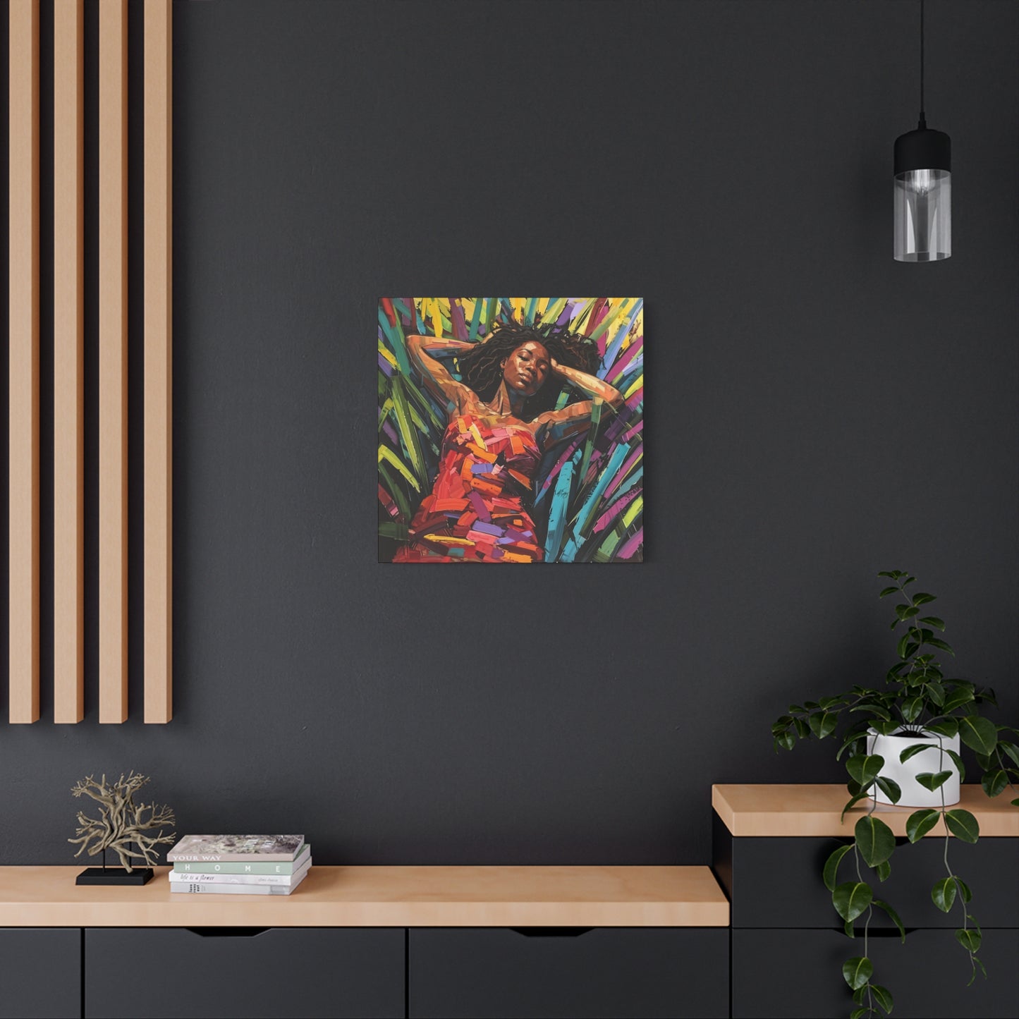 Be At Peace Black Woman Abstract Art Canvas Wall Print
