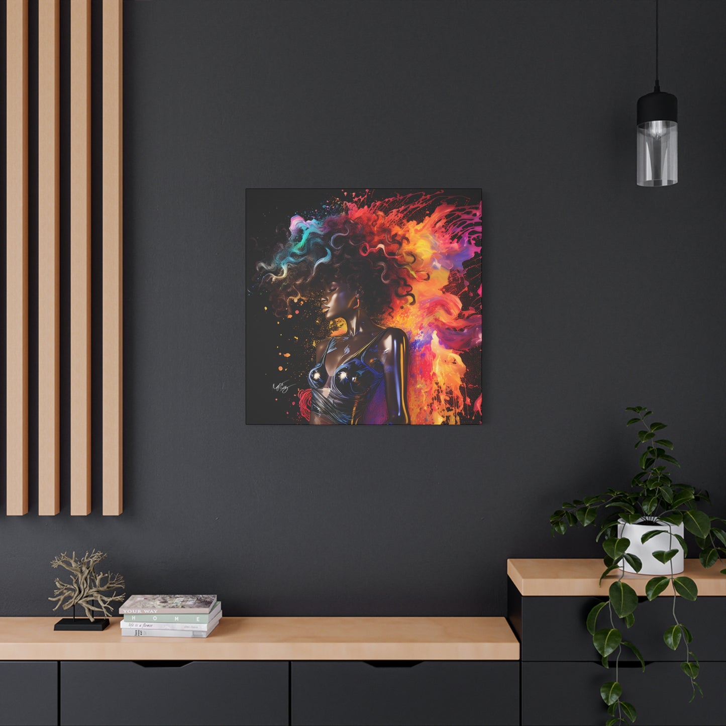 Colors Of The Universe Afrocentric Black Woman Abstract Fantasy Art Canvas Wall Print