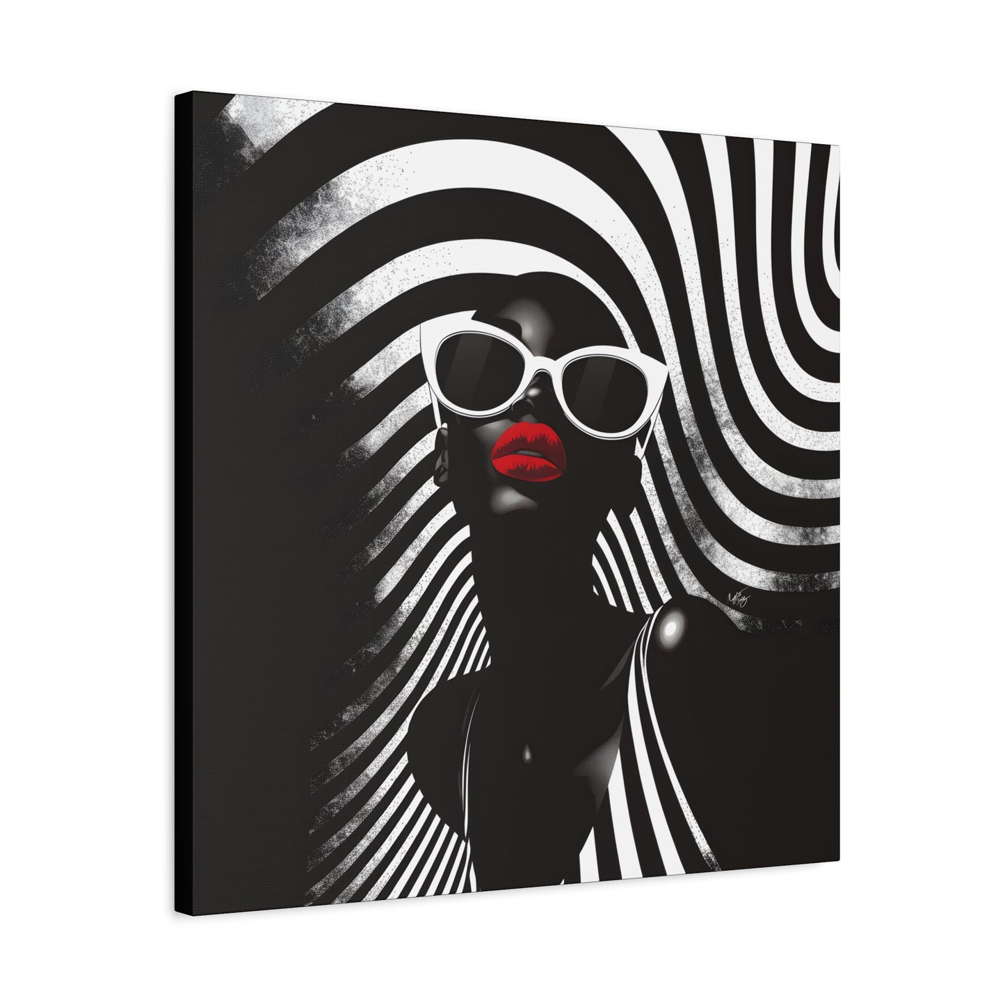 Beauty In Black And White Afrocentric Black Woman Art Canvas Wall Print
