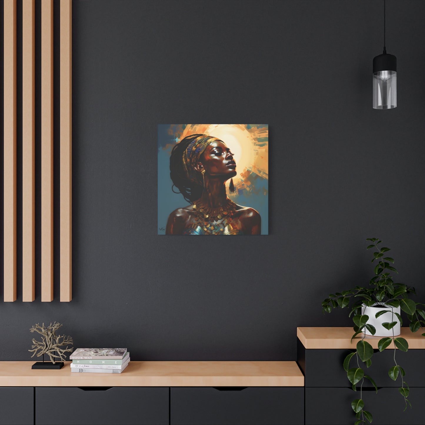 Worship The Sun Afrocentric Black Woman Art Canvas Wall Print