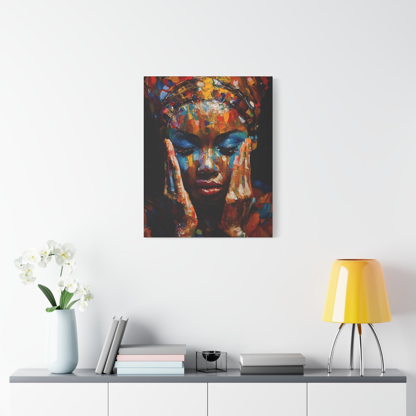 Heavy Is The Head That Wears The Crown Afrocentric Black Woman Abstract Art Canvas Wall Print