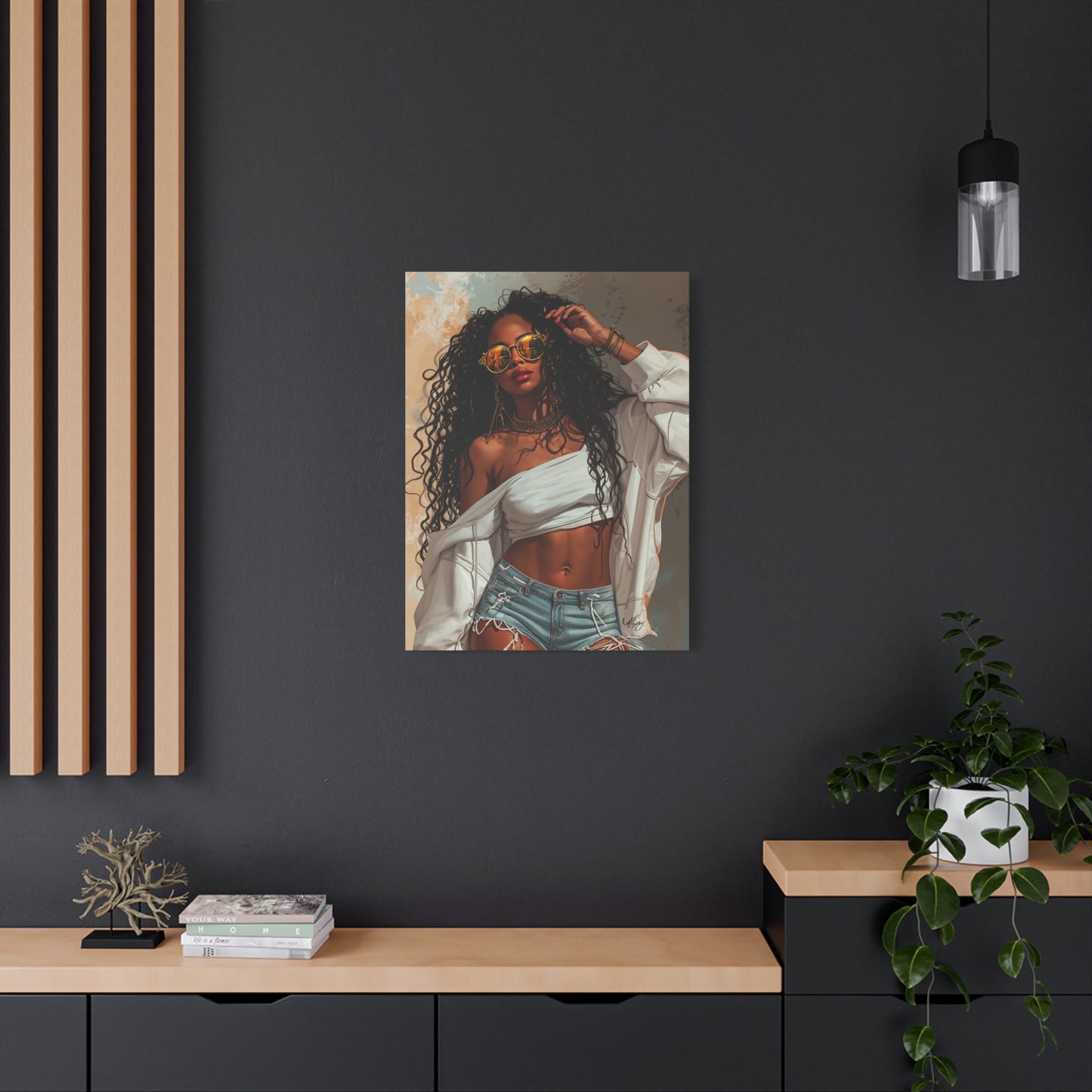 Never Let Them See You Sweat Afrocentric Black Woman Art Canvas Wall Print