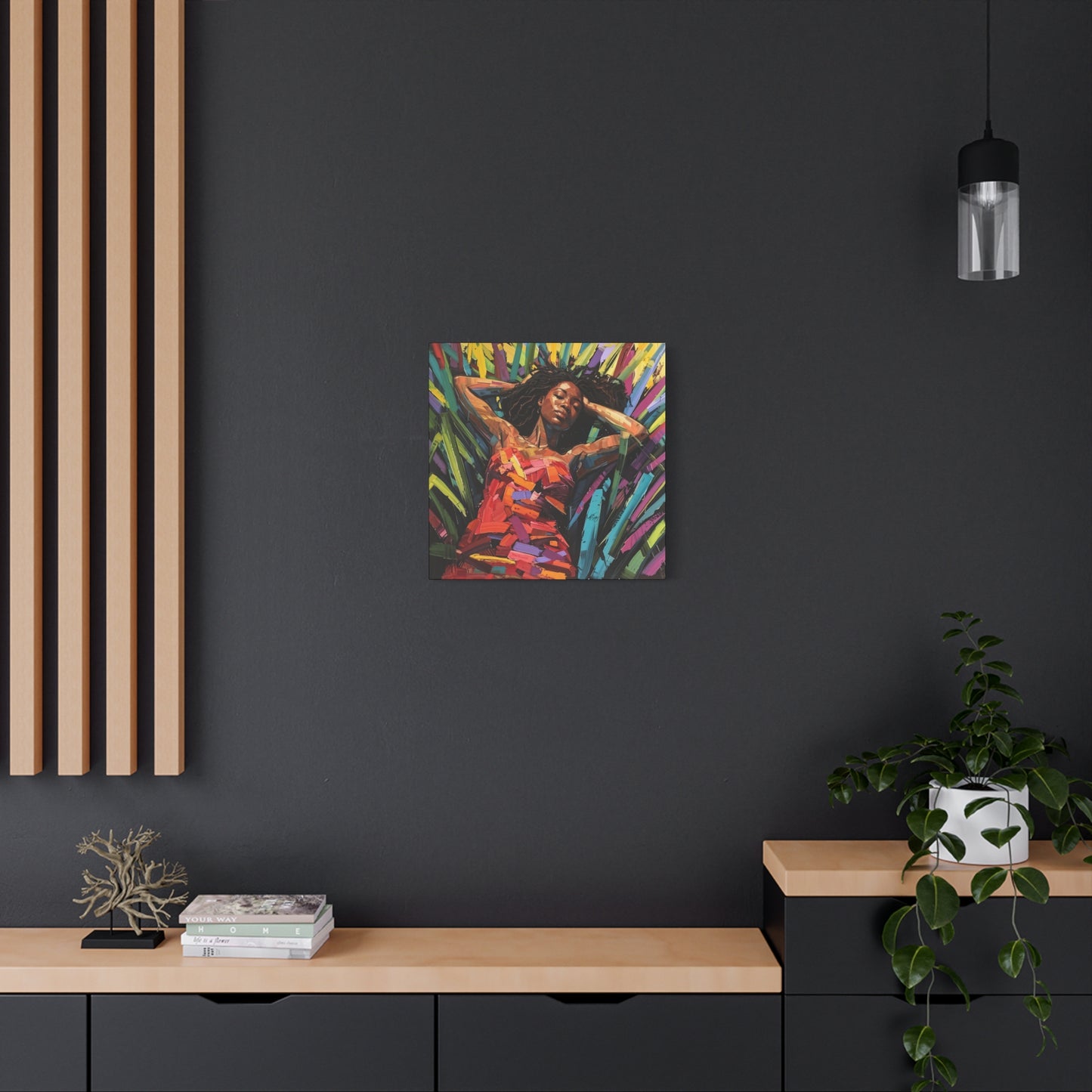 Be At Peace Black Woman Abstract Art Canvas Wall Print