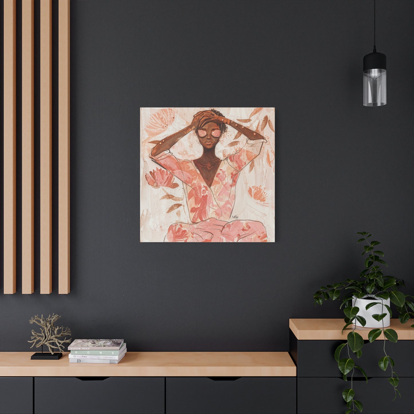 Relax It Will Be Okay Afrocentric Black Woman Abstract Art Canvas Wall Print