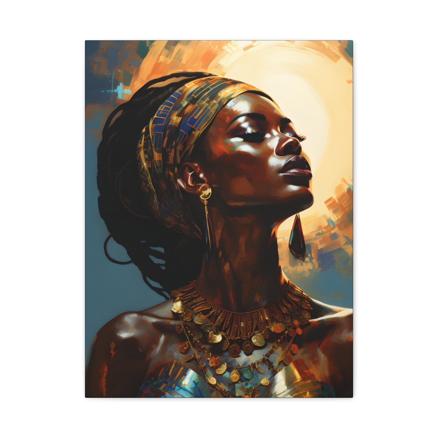 Worship The Sun Afrocentric Black Woman Art Canvas Wall Print