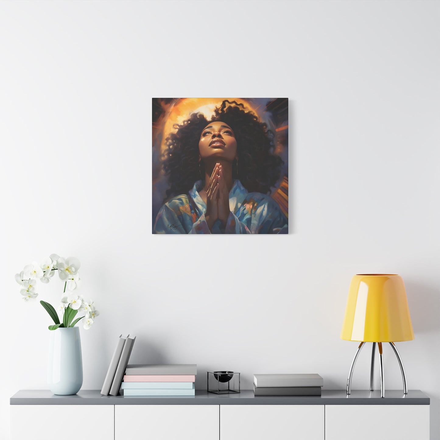 Please Deliver Me Peace The Moment Afrocentric Black Woman Spiritual Art Canvas Wall Print