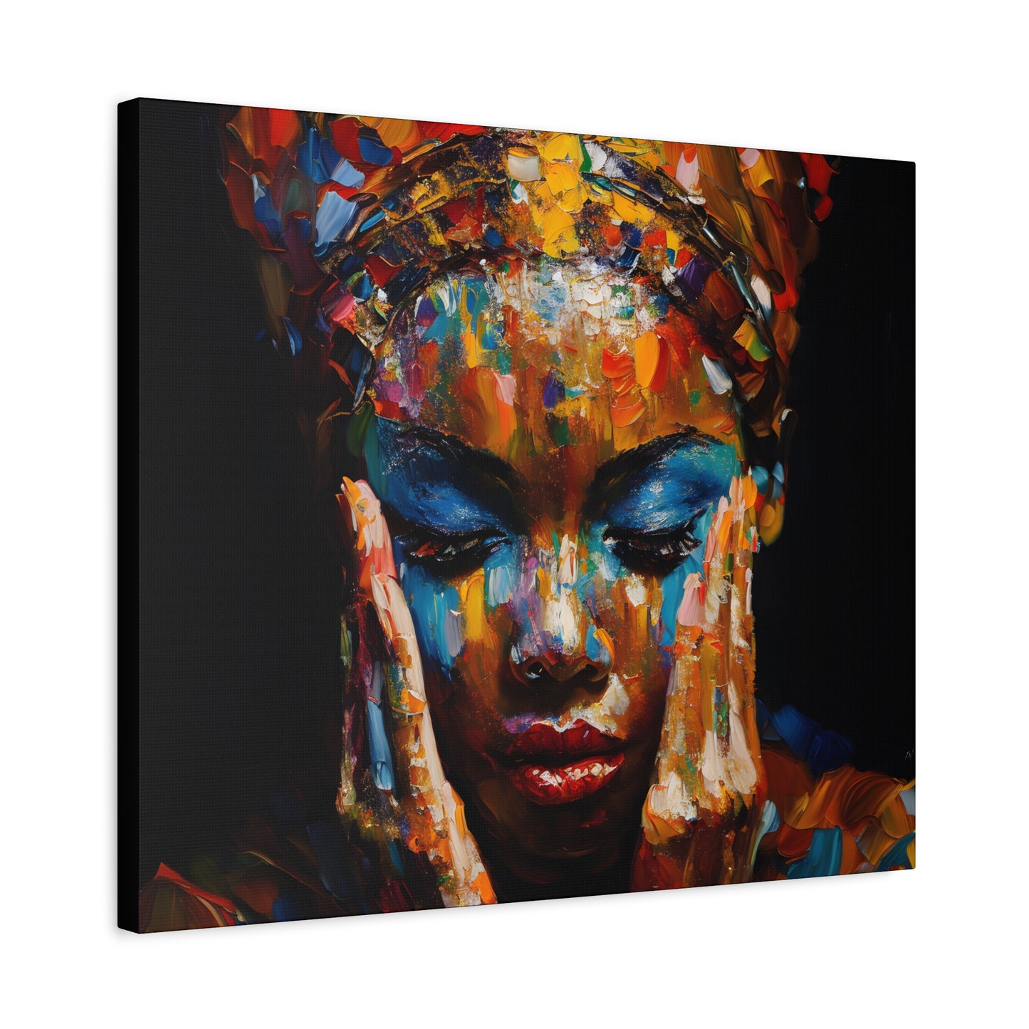 Heavy Is The Head That Wears The Crown Afrocentric Black Woman Abstract Art Canvas Wall Print