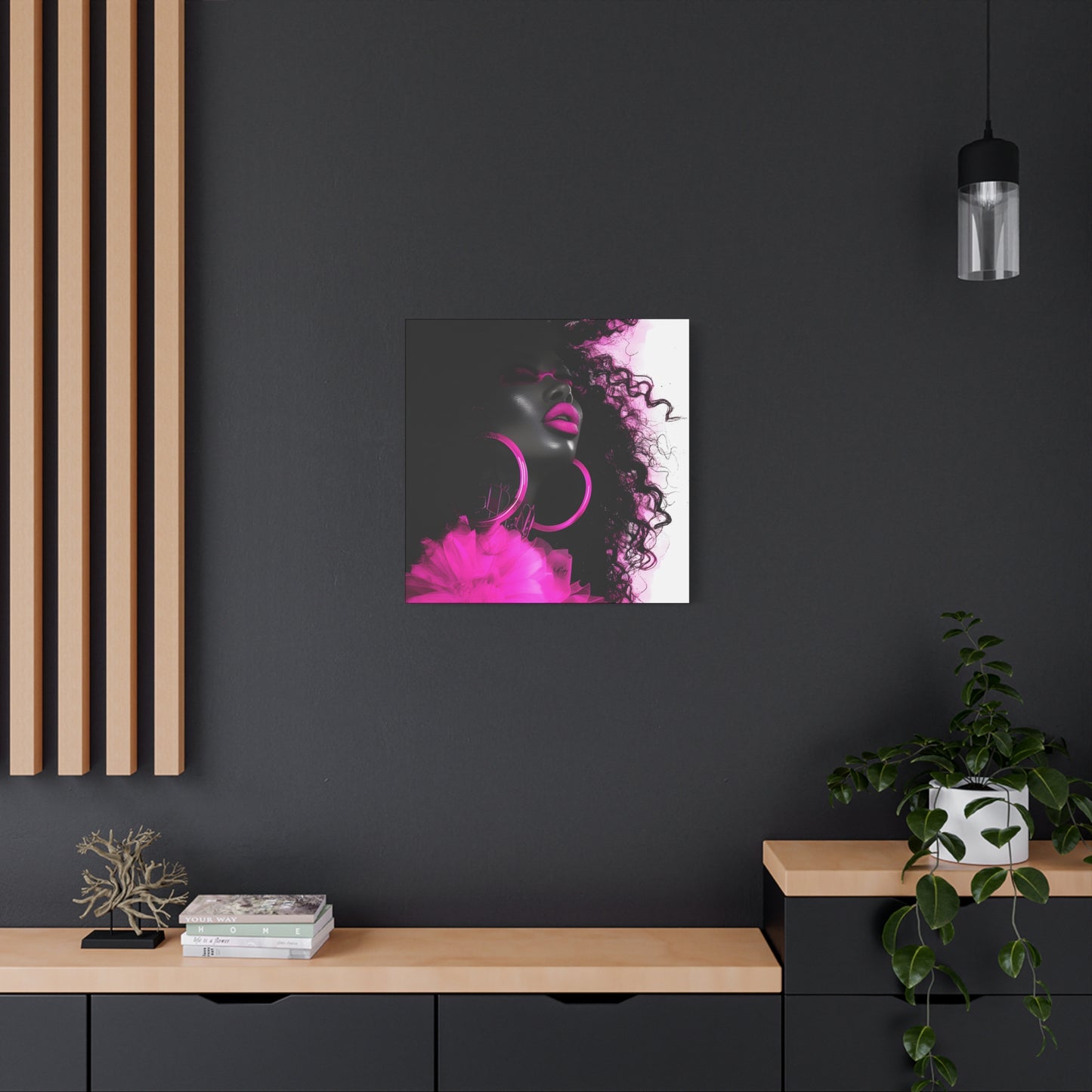 This Pink Is A Mood Afrocentric Black Woman Art Canvas Wall Print