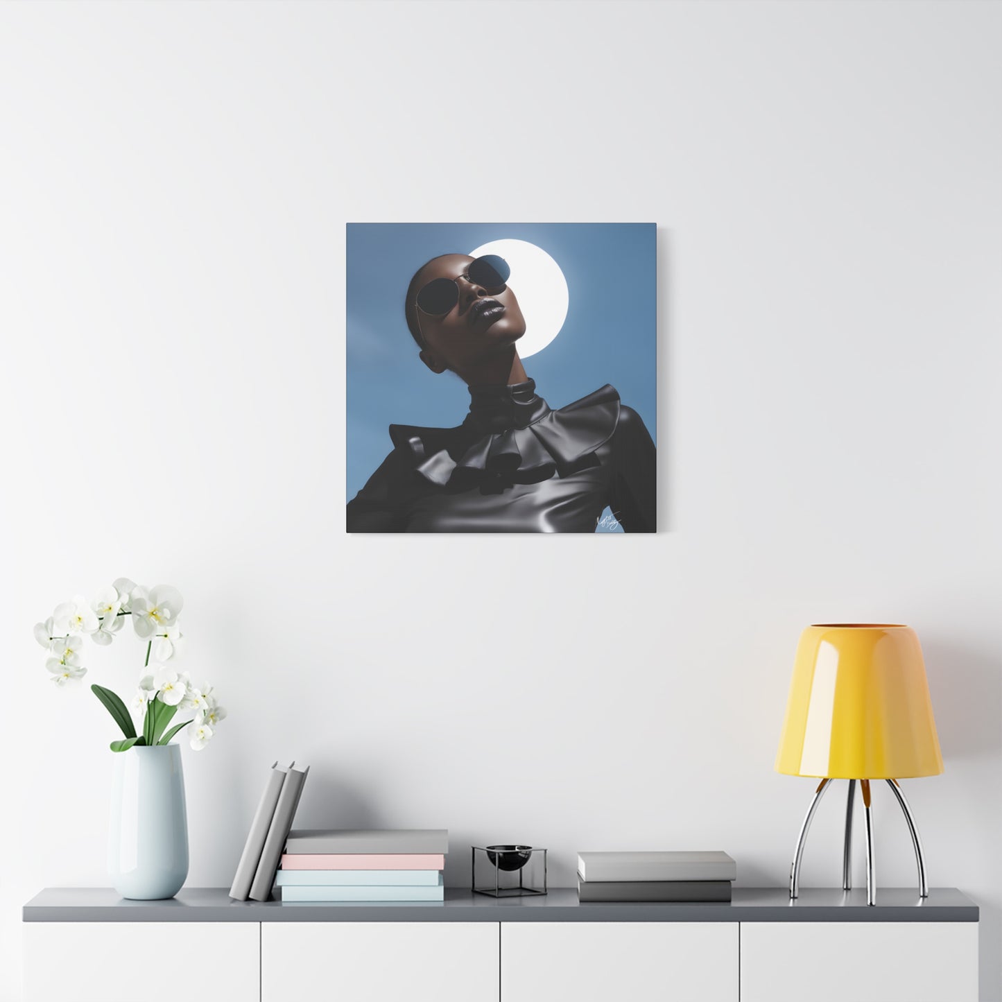 Moonstruck Afrocentric Black Woman Abstract Art Canvas Wall Print