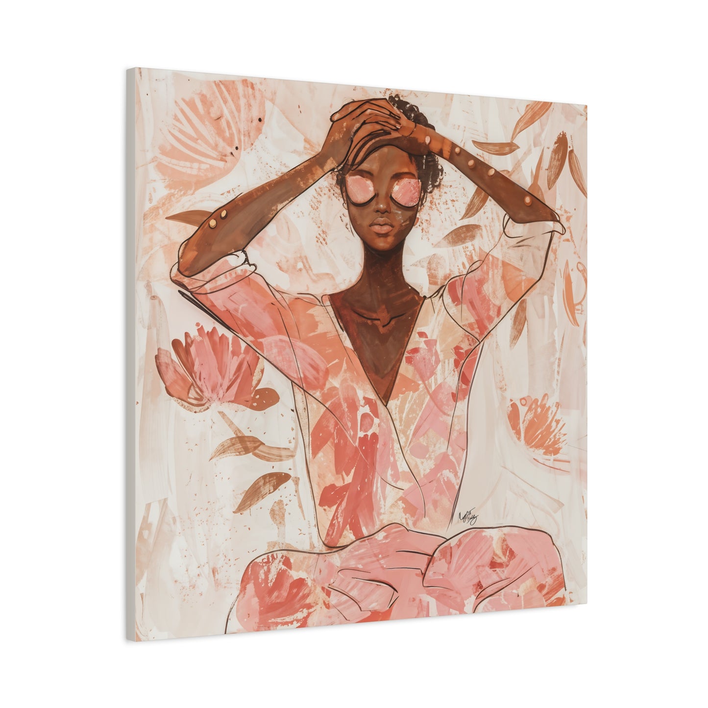 Relax It Will Be Okay Afrocentric Black Woman Abstract Art Canvas Wall Print