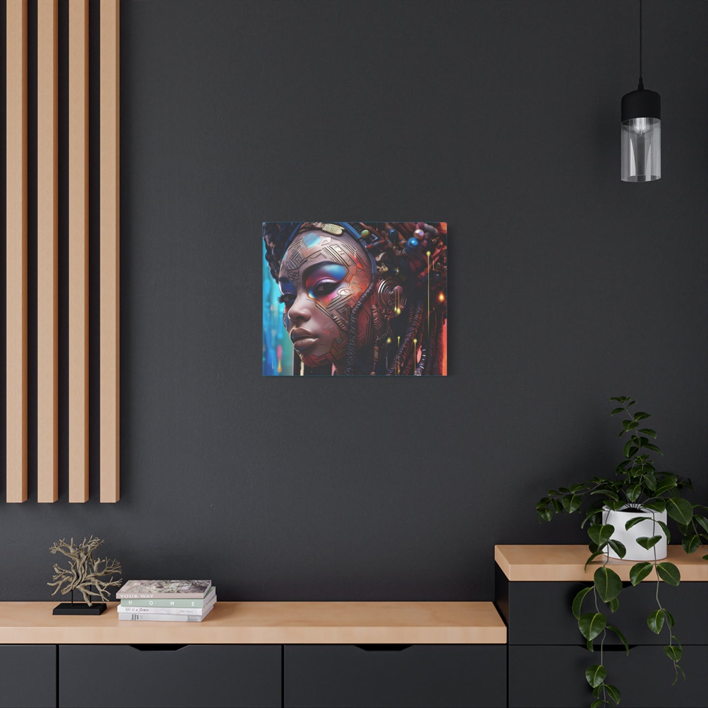 Princess Of The Past and Future Afrocentric Afrofuturism Abstract Black Artwork Canvas Wall Print