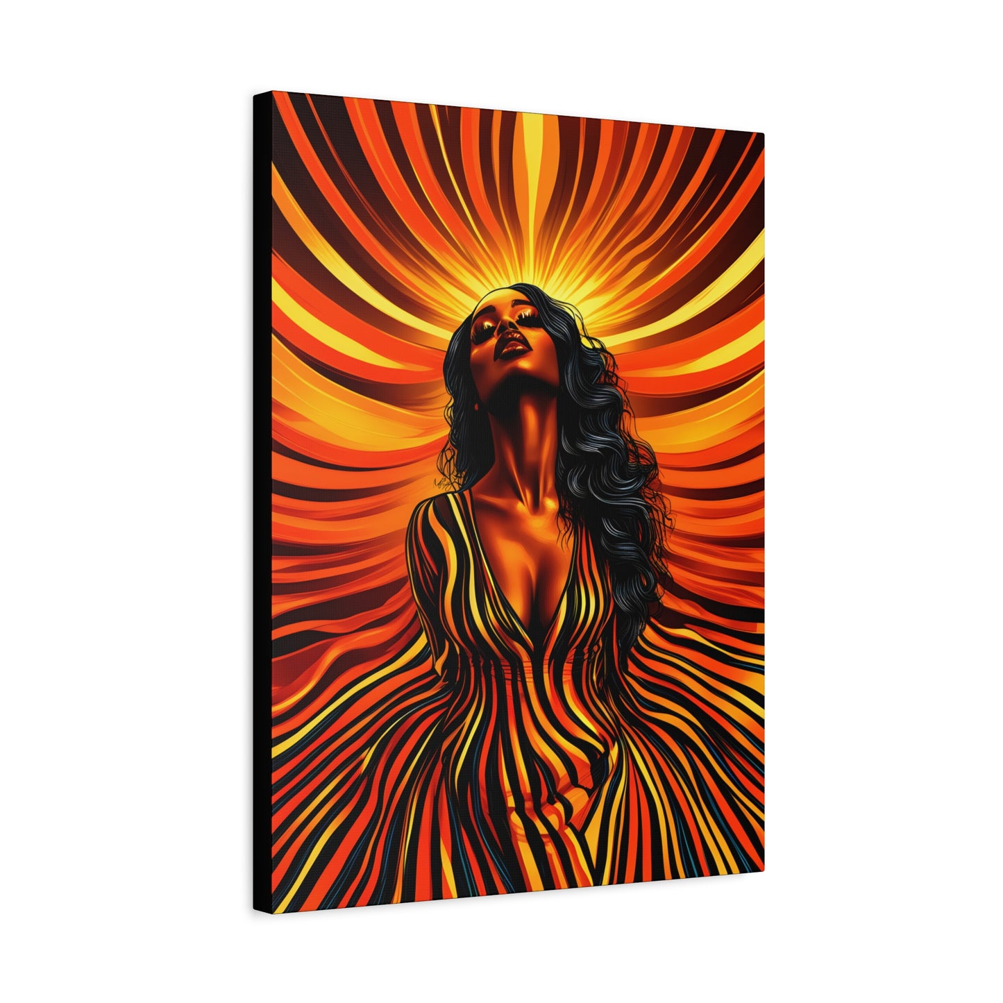 Autumn Rises Black Woman Art Canvas Wall Print