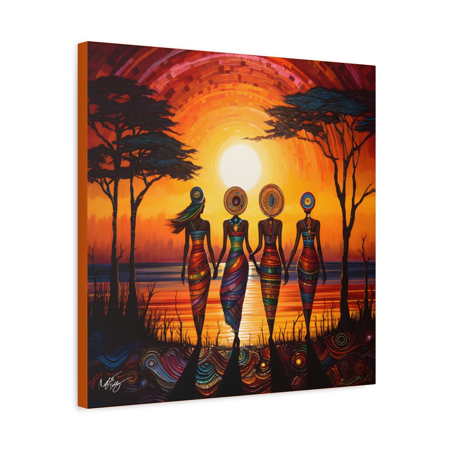 All Together Now Afrocentric Black Woman Abstract Art Canvas Wall Print