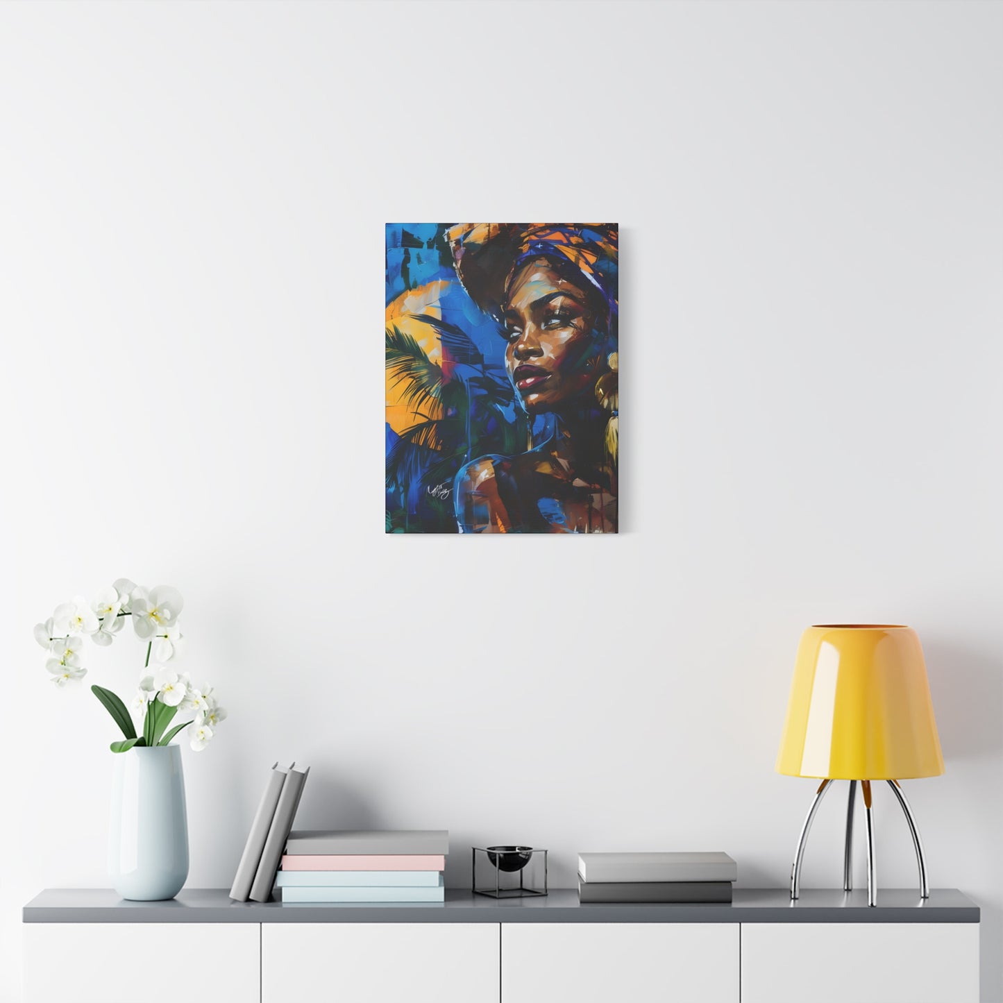 Vacation Vibes Afrocentric Black Woman Abstract Art Canvas Wall Print