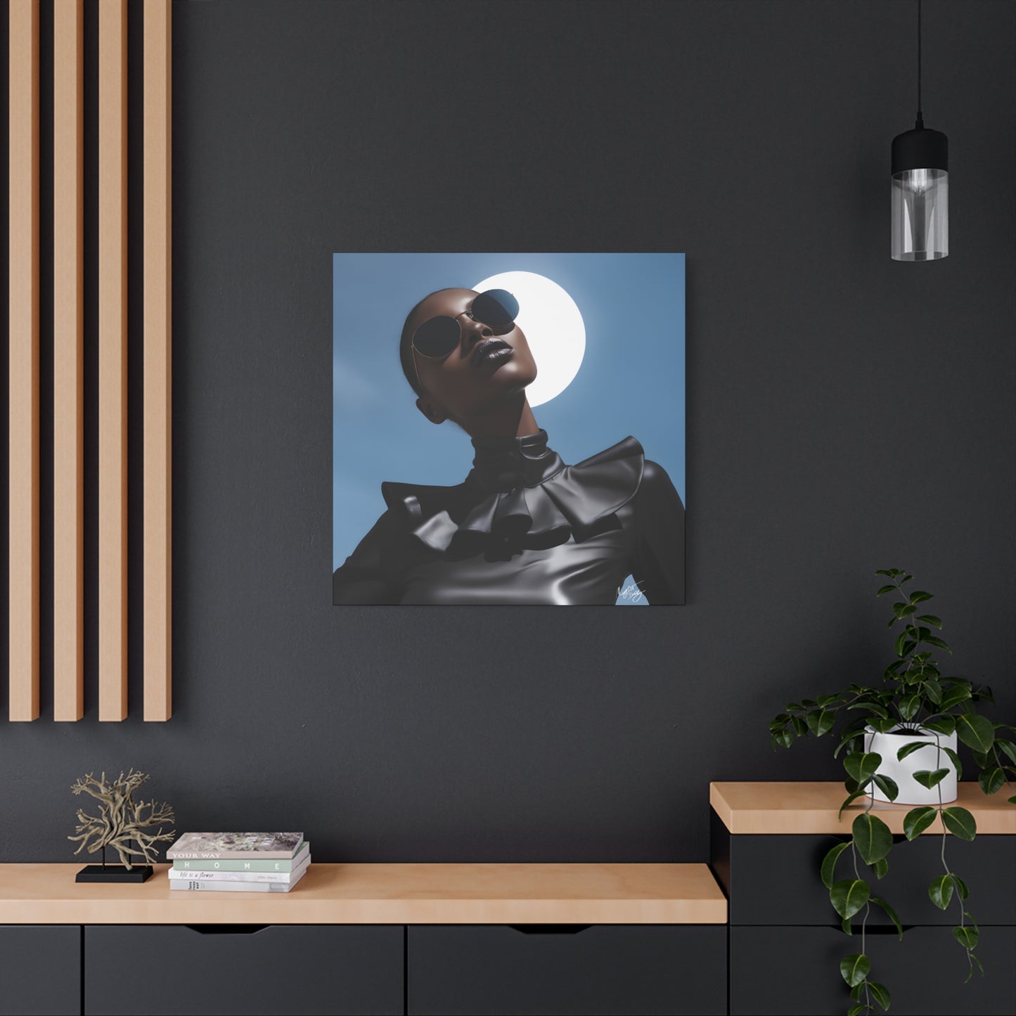 Moonstruck Afrocentric Black Woman Abstract Art Canvas Wall Print