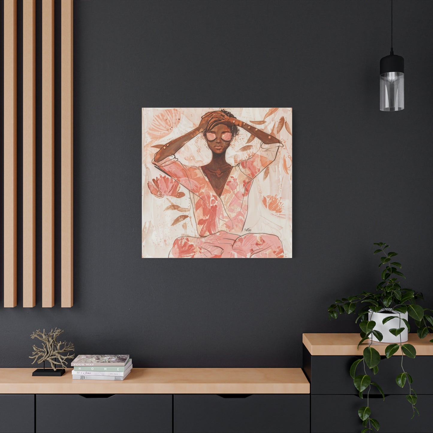Relax It Will Be Okay Afrocentric Black Woman Abstract Art Canvas Wall Print