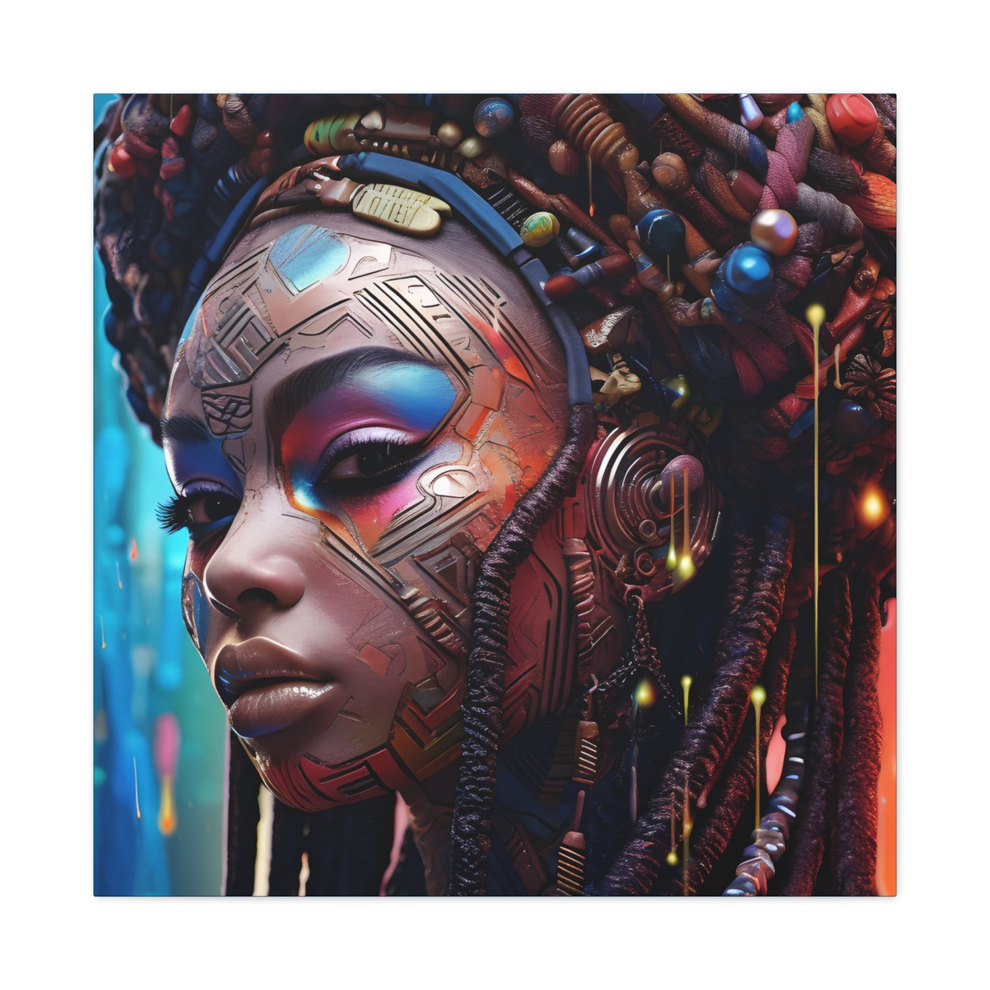 Princess Of The Past and Future Afrocentric Afrofuturism Abstract Black Artwork Canvas Wall Print
