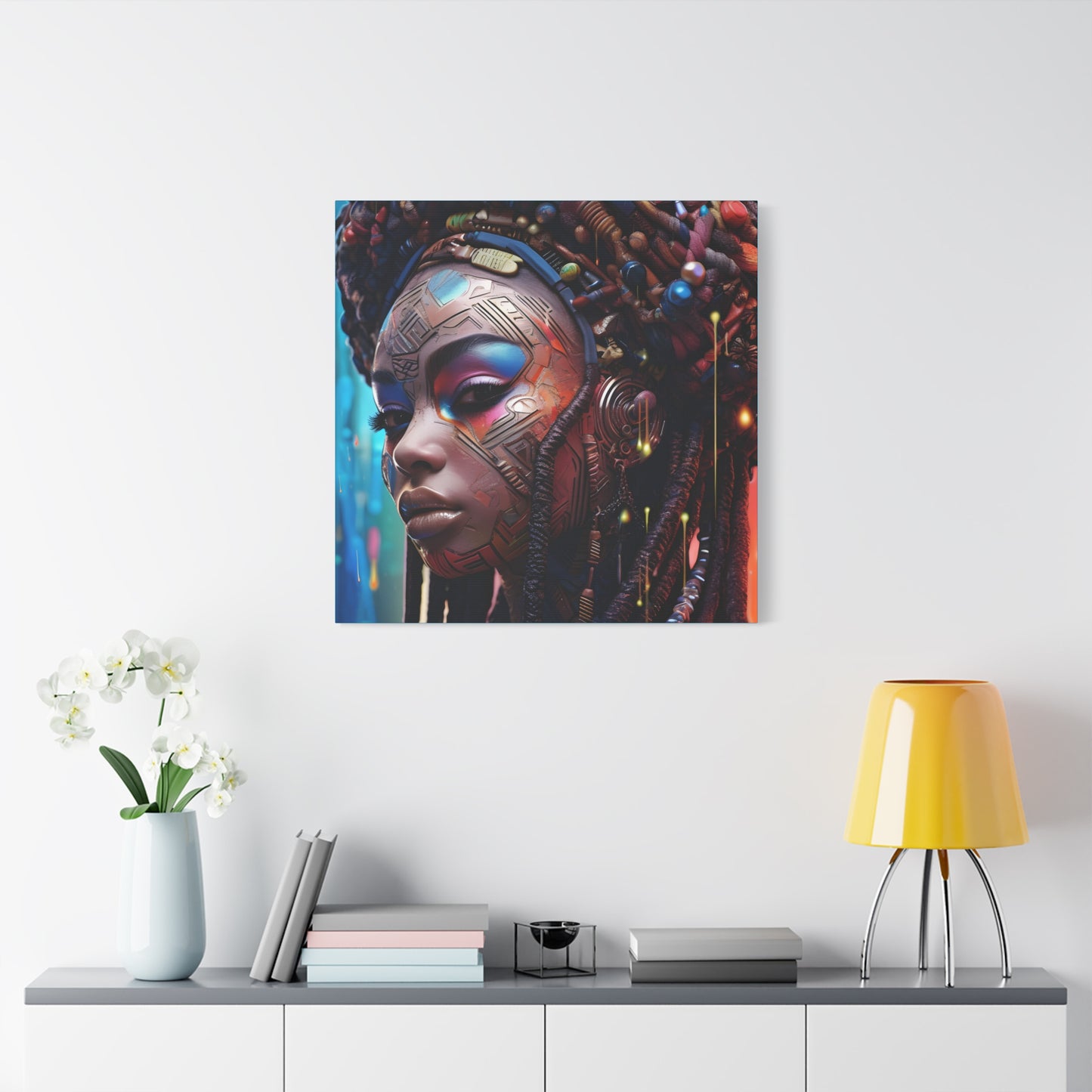 Princess Of The Past and Future Afrocentric Afrofuturism Abstract Black Artwork Canvas Wall Print