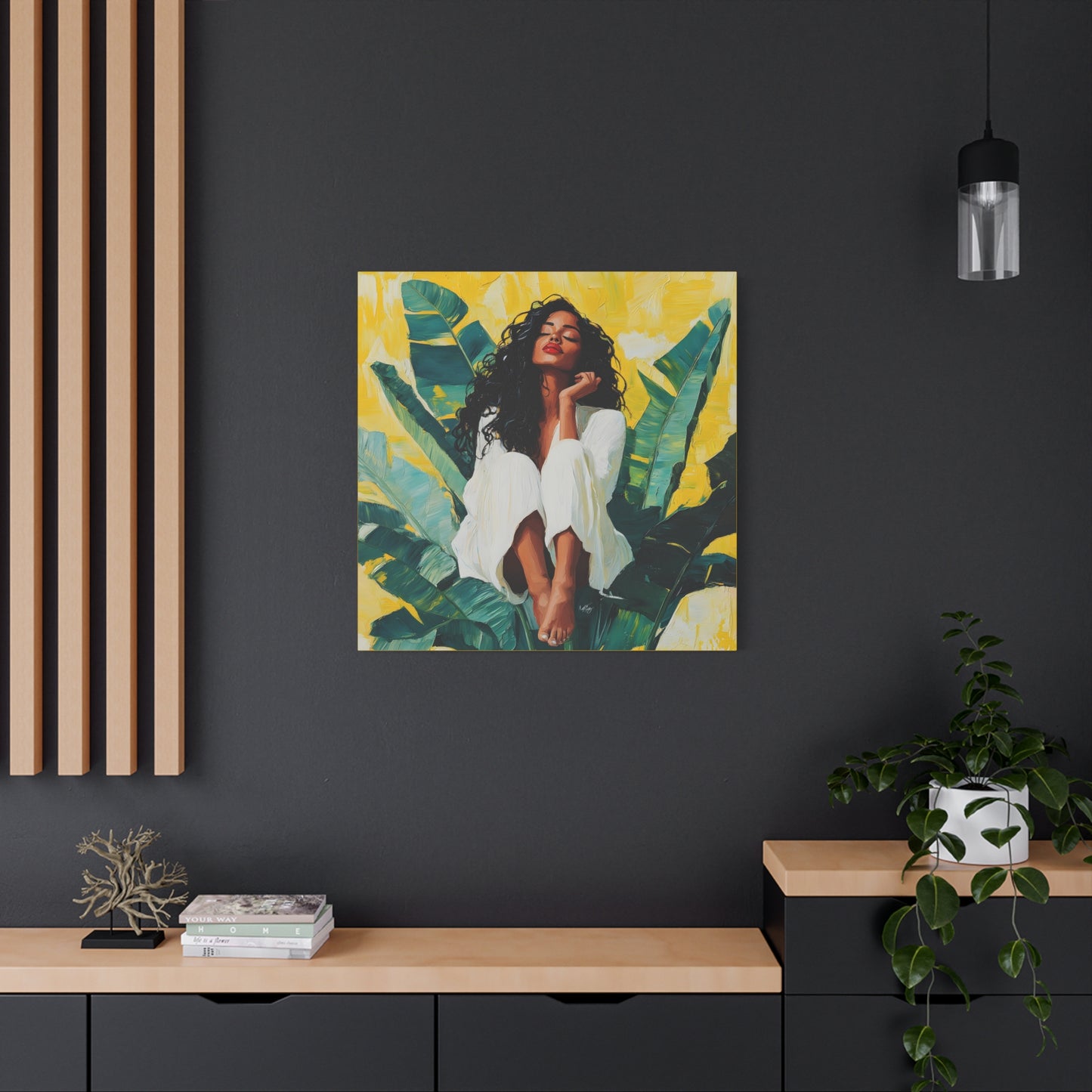 It's A Beautiful Day Afrocentric Black Woman Abstract Art Canvas Wall Print