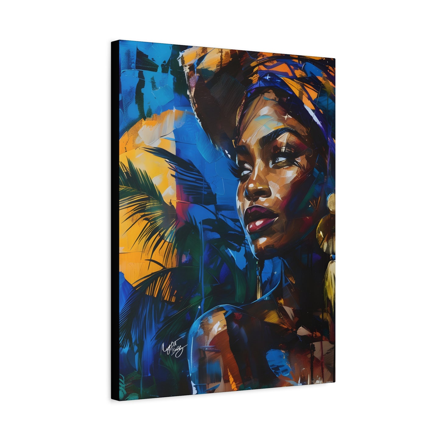 Vacation Vibes Afrocentric Black Woman Abstract Art Canvas Wall Print