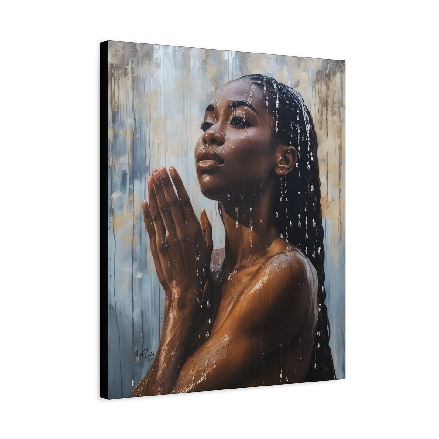 Naturally Peaceful Afrocentric Black Woman Art Canvas Wall Print