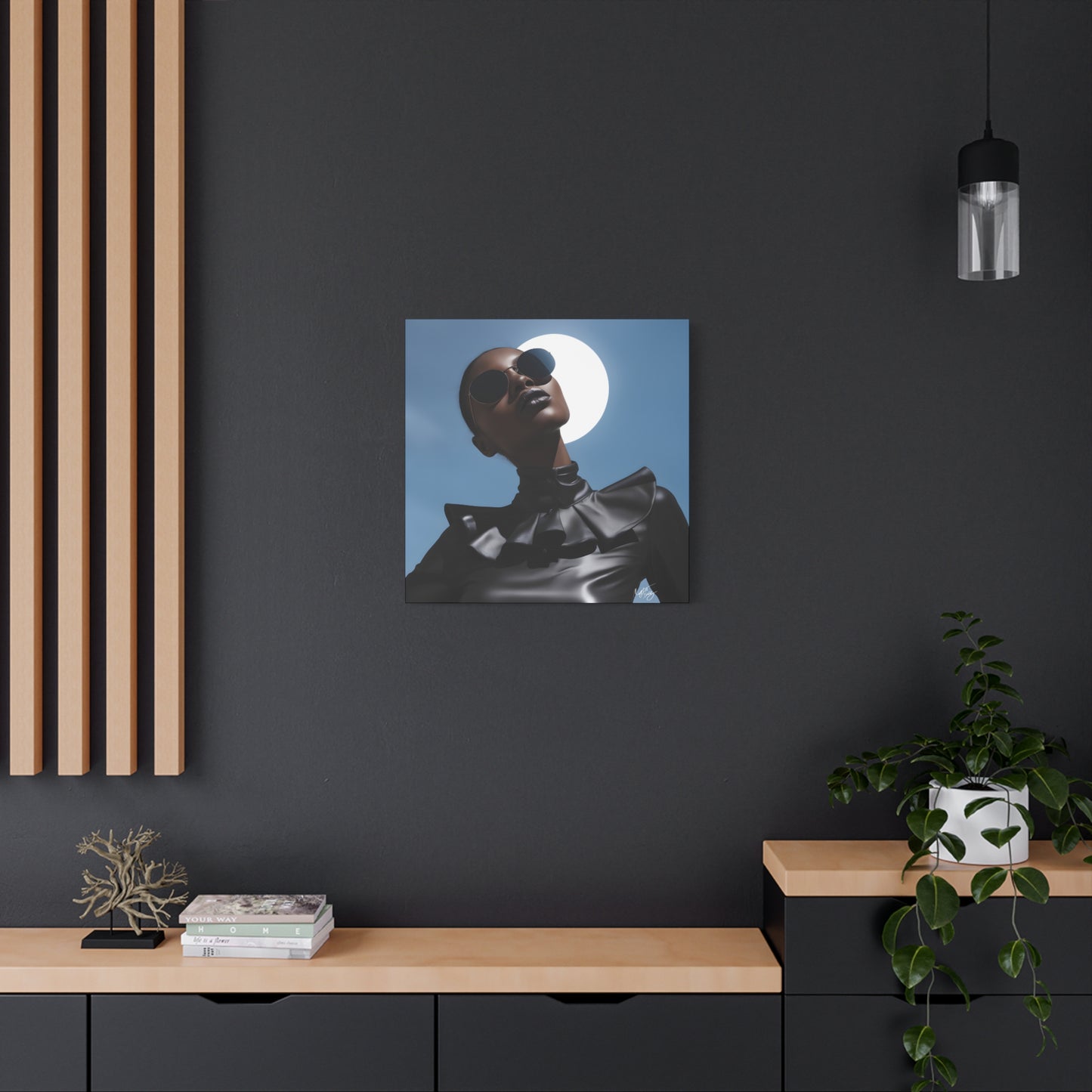 Moonstruck Afrocentric Black Woman Abstract Art Canvas Wall Print