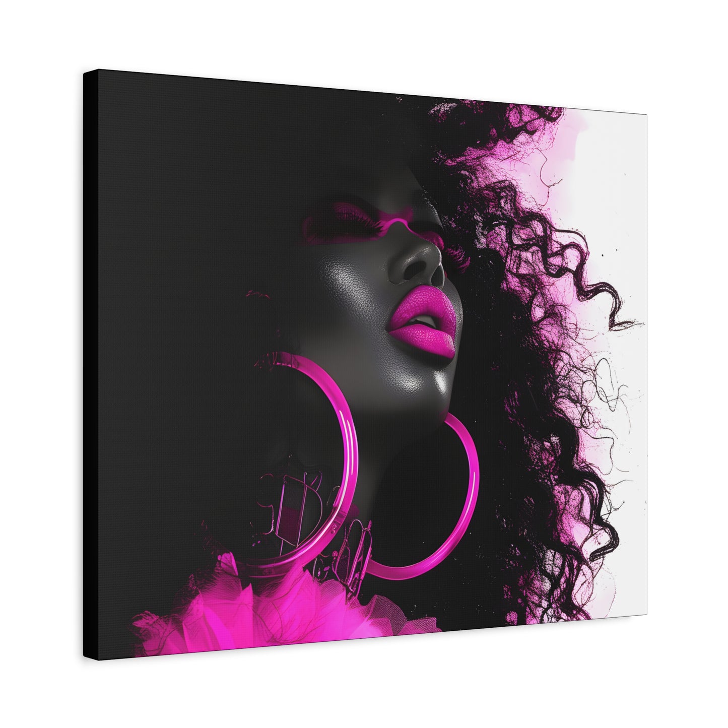 This Pink Is A Mood Afrocentric Black Woman Art Canvas Wall Print